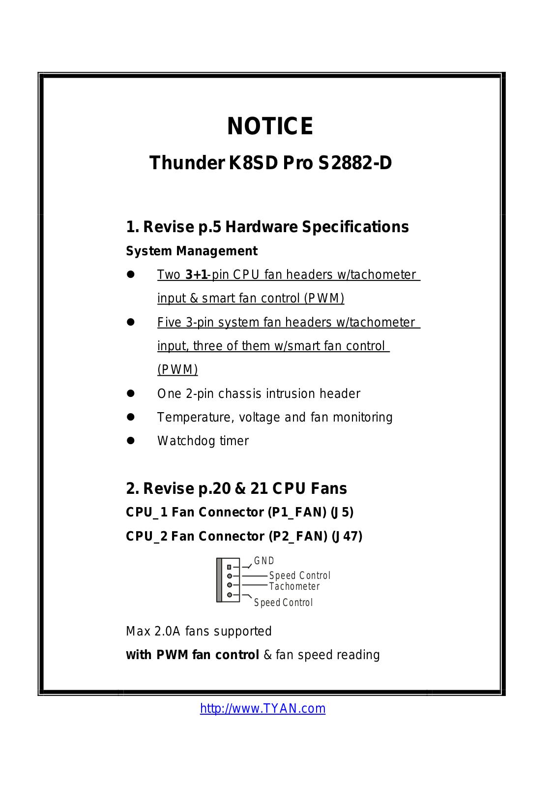 Tyan ADDENDUM User Manual