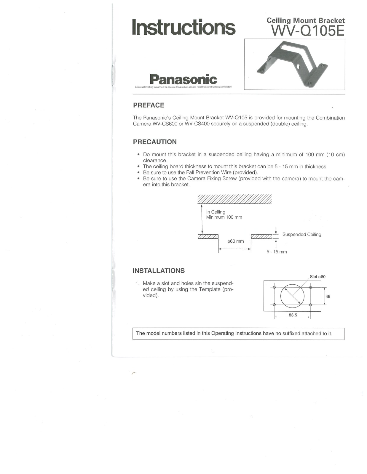 Panasonic WV-Q105 Operating Instructions