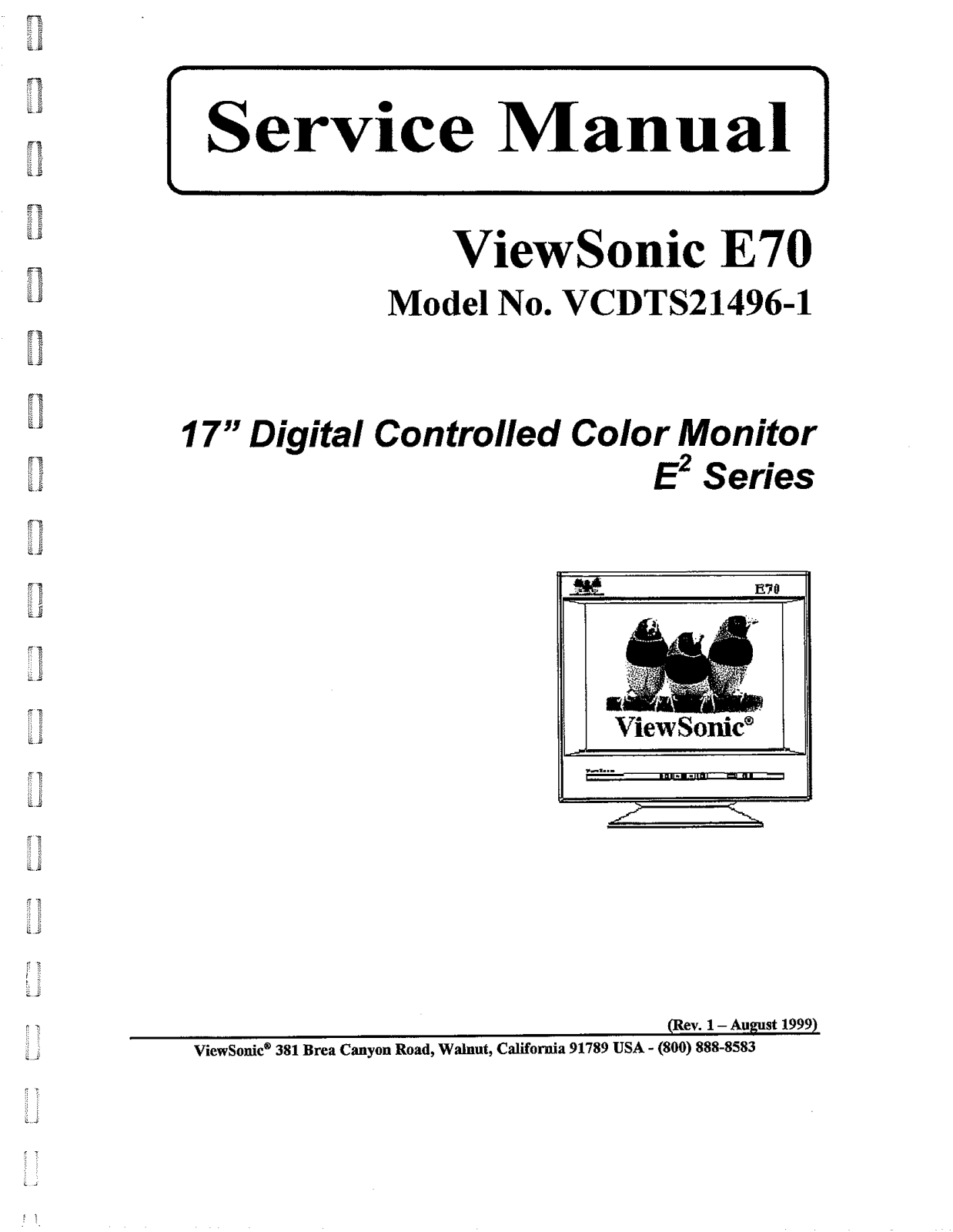 Viewsonic E70-1 Service Manual 1a