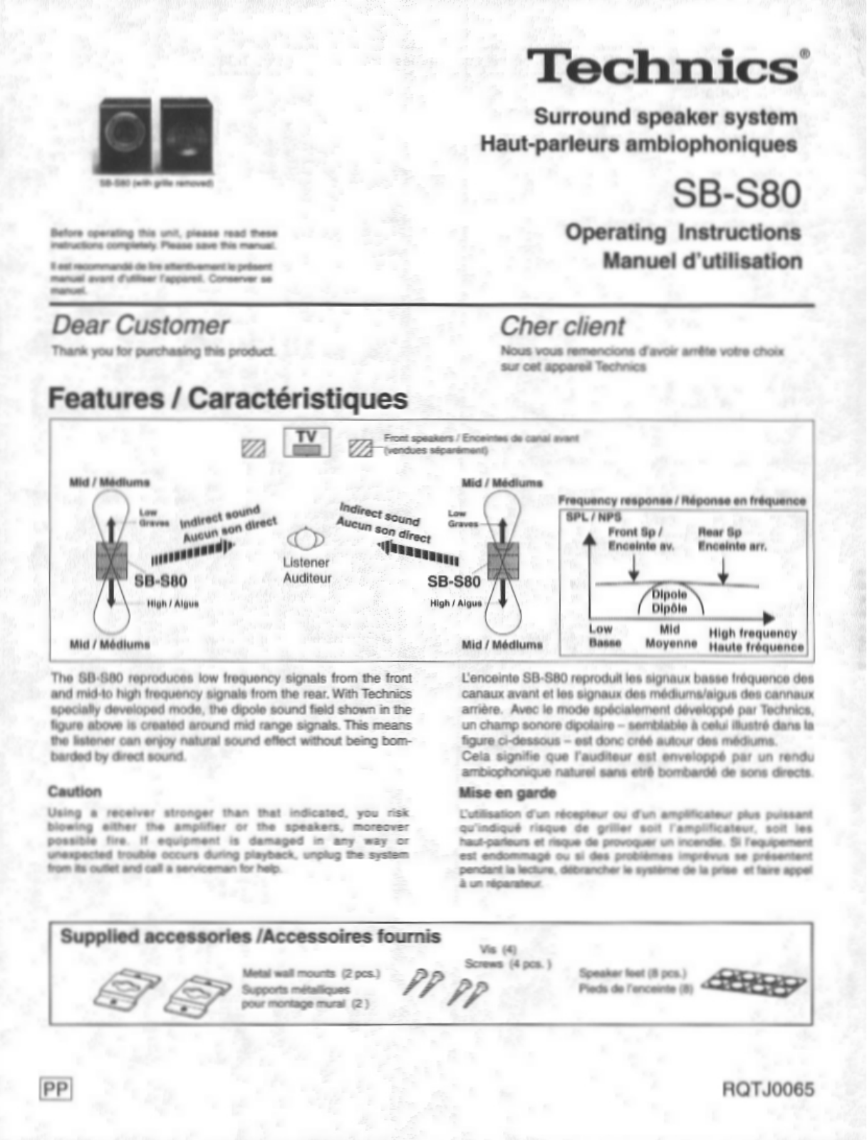 Panasonic SB-S80 User Manual