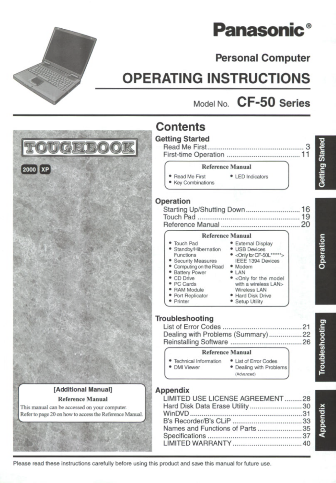 Panasonic cf-50f1fgudm Operation Manual