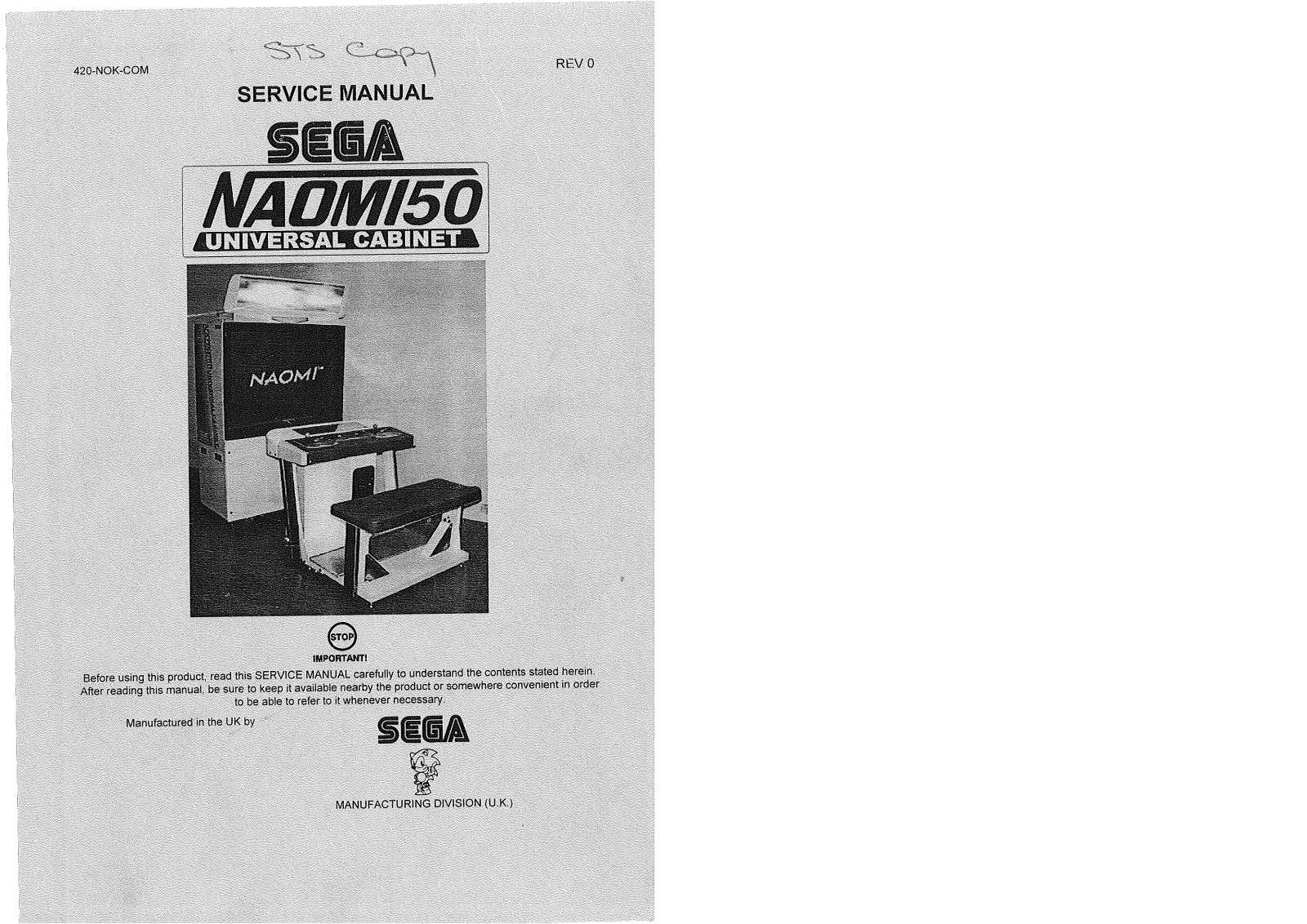 Sega NAOMI 50 User Manual