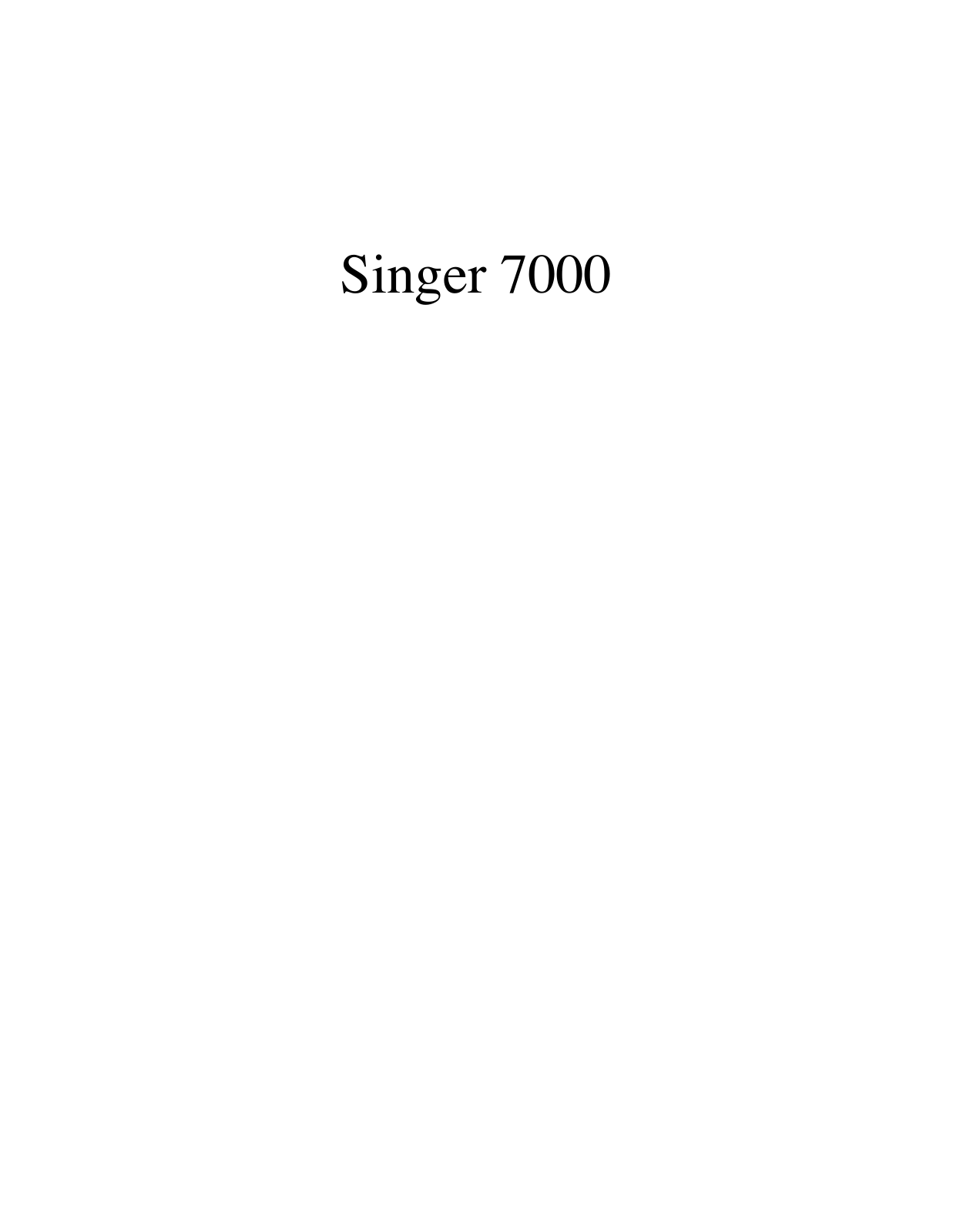 Singer Imperial 7000 Owner's Manual