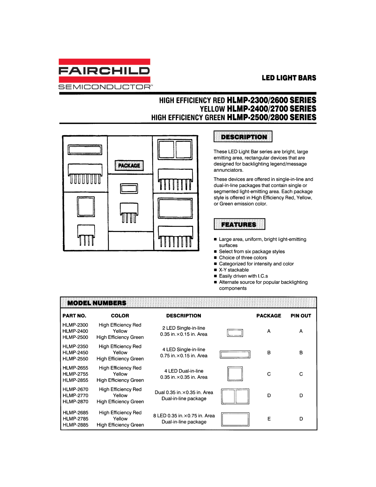 Fairchild Semiconductor HLMP-2550, HLMP-2655, HLMP-2670, HLMP-2685, HLMP-2755 Datasheet