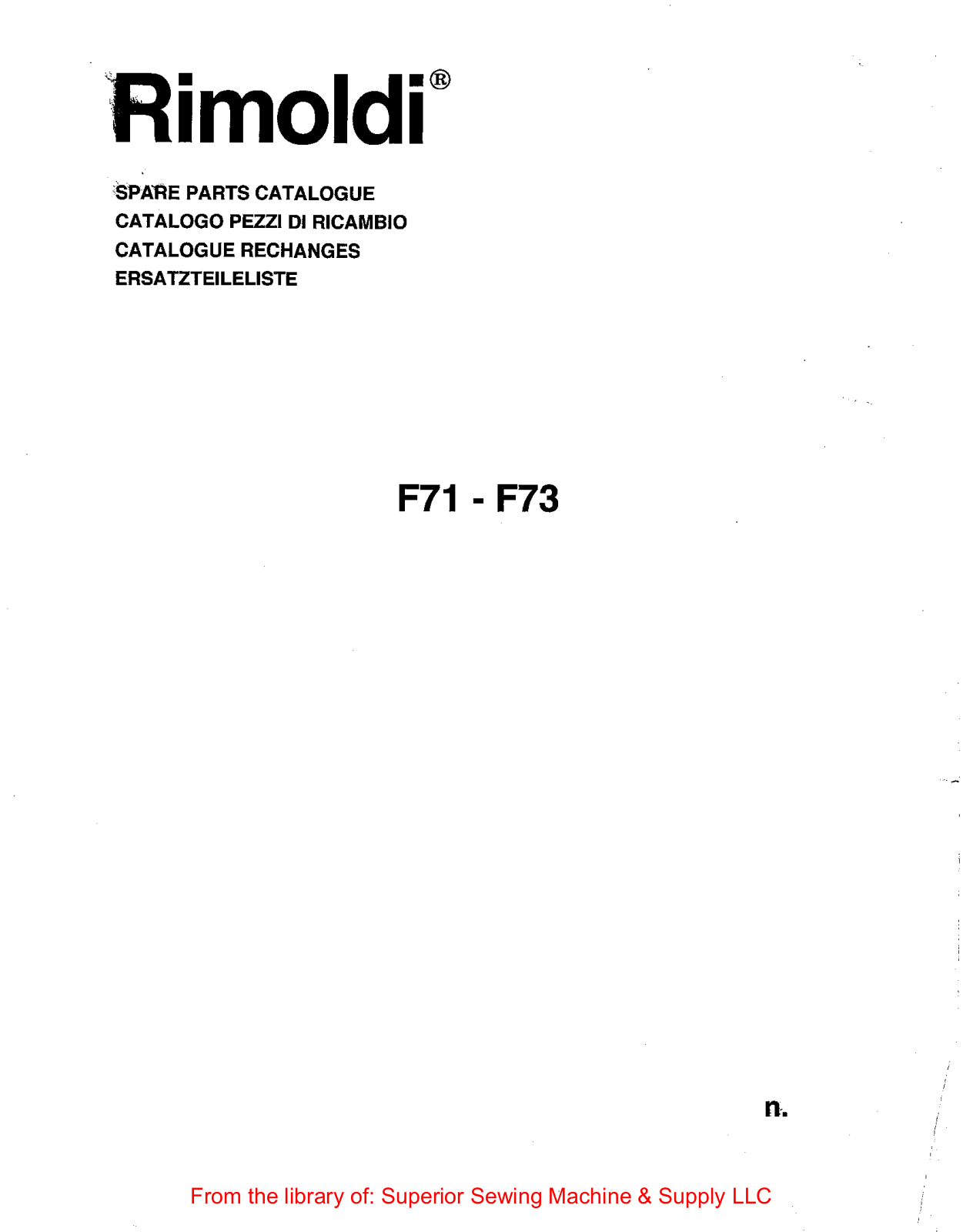 Rimoldi F71, F73 User Manual