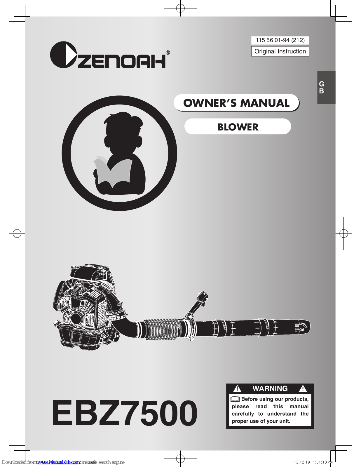 Zenoah EBZ7500 Owner's Manual