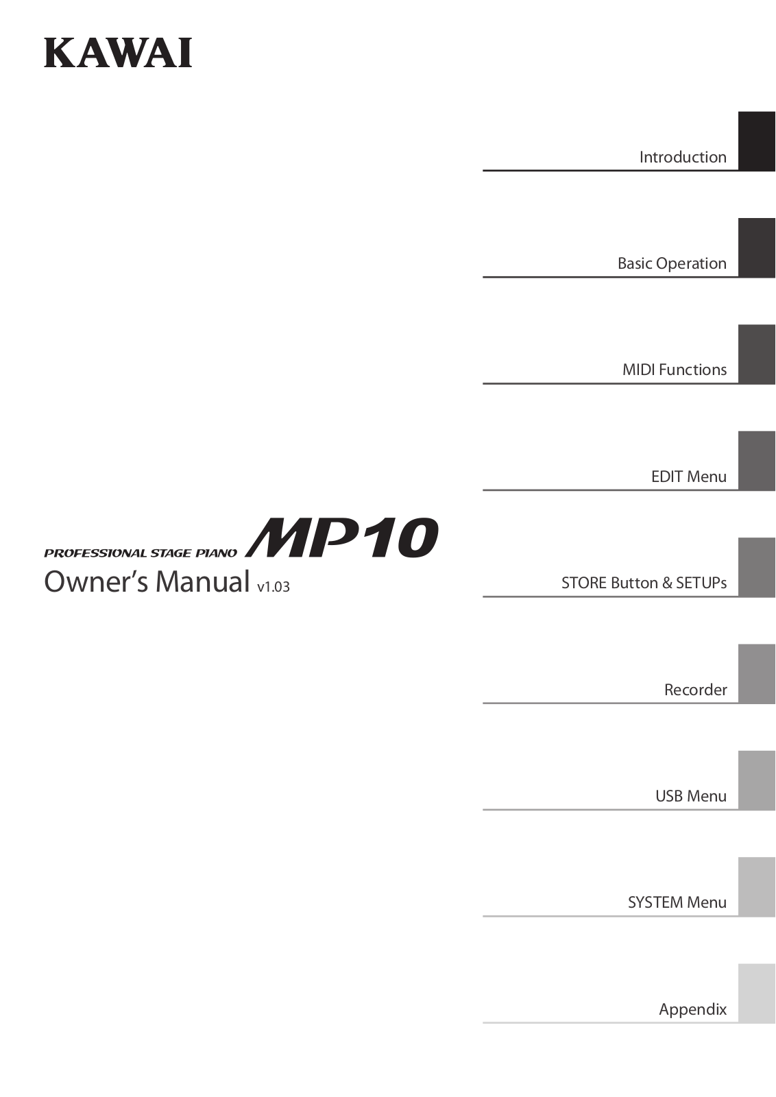 Kawai MP10 User Manual