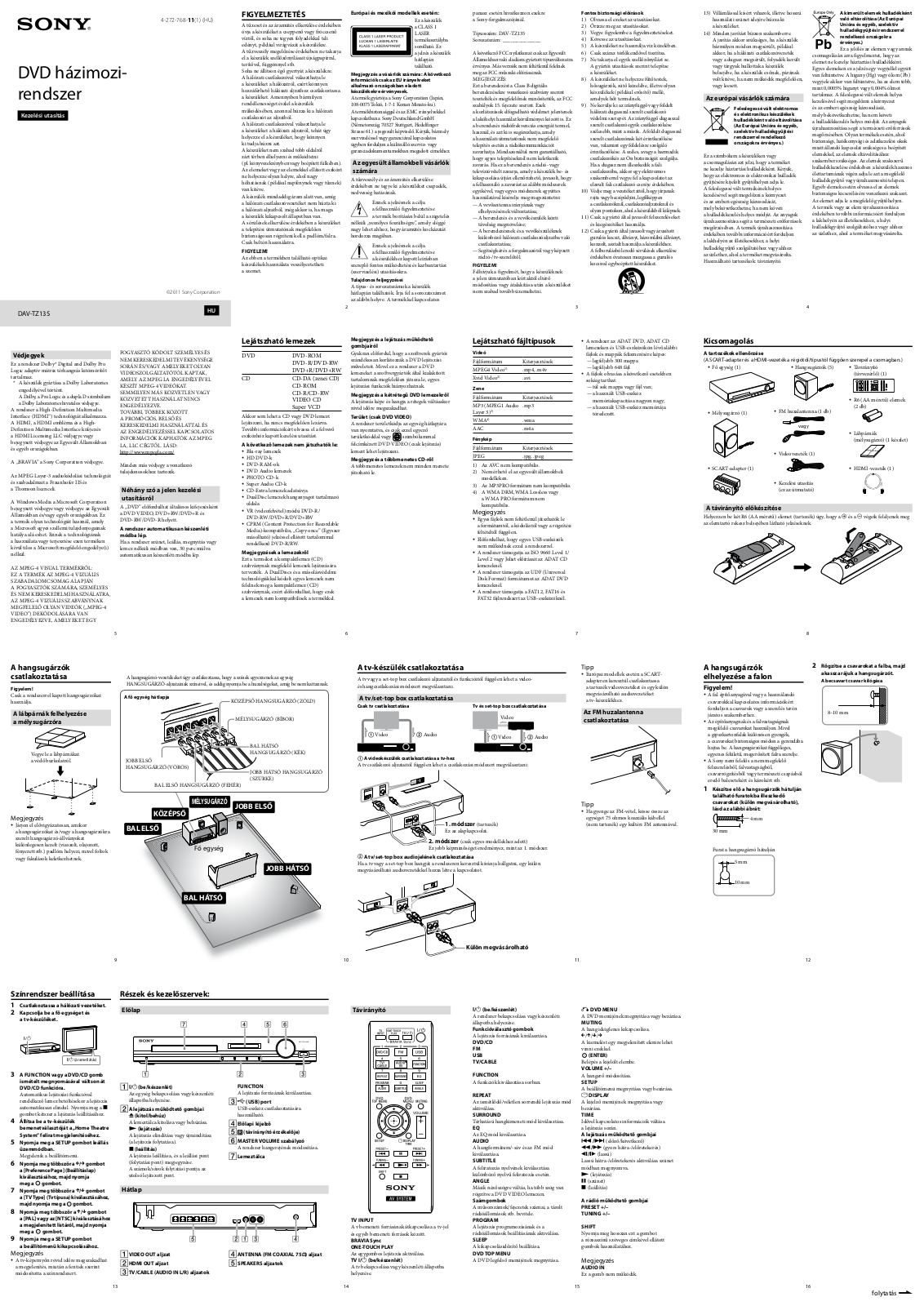 Sony DAV-TZ135 User Manual