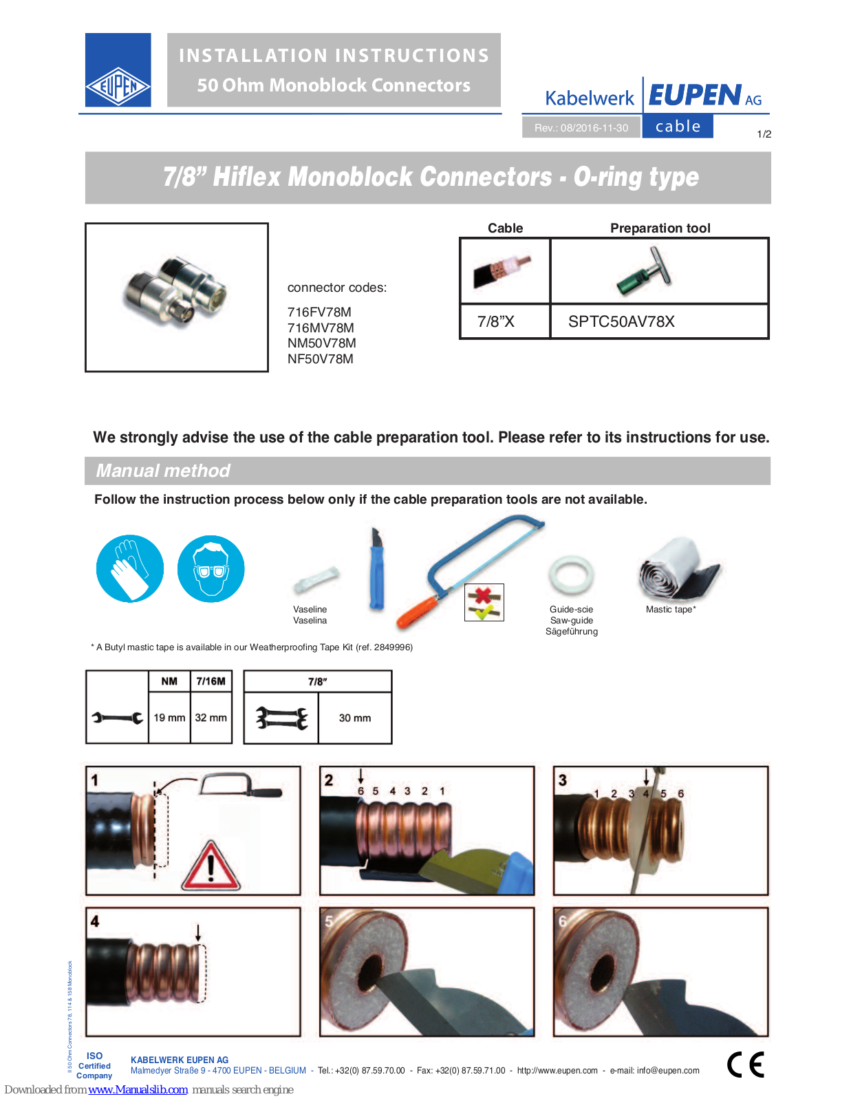 Eupen 716FV78M, 716MV78M, NM50V78M, NF50V78M Installation Instructions Manual