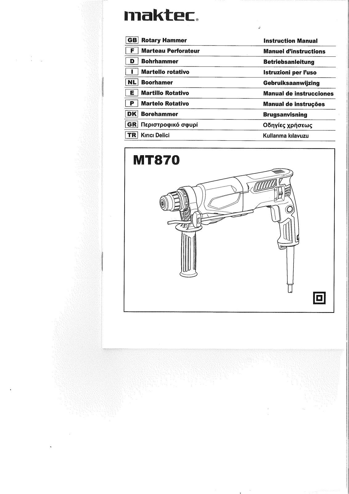 Makita MT870 operation manual