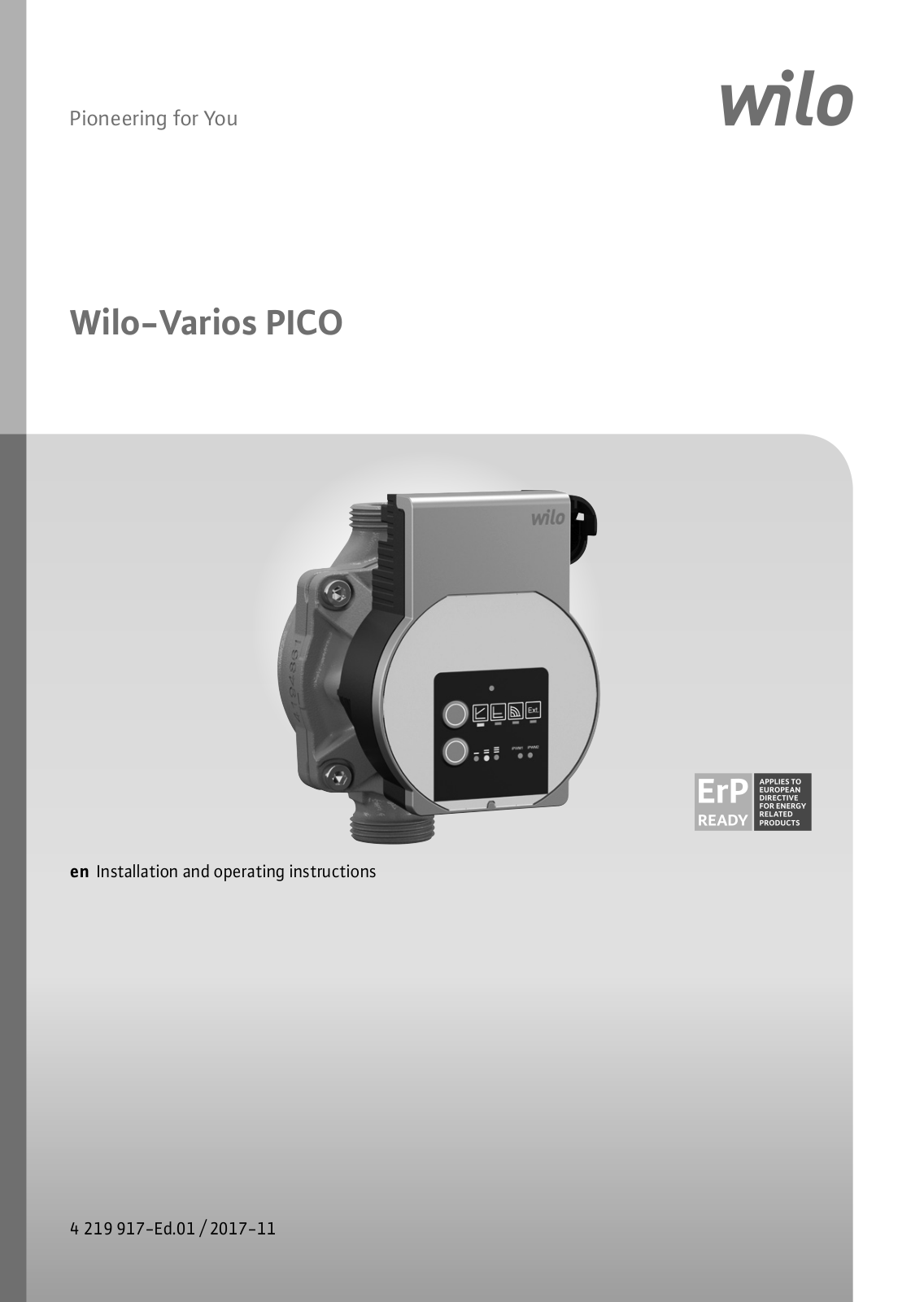 Wilo Varios PICO Installation And Operating Instructions Manual