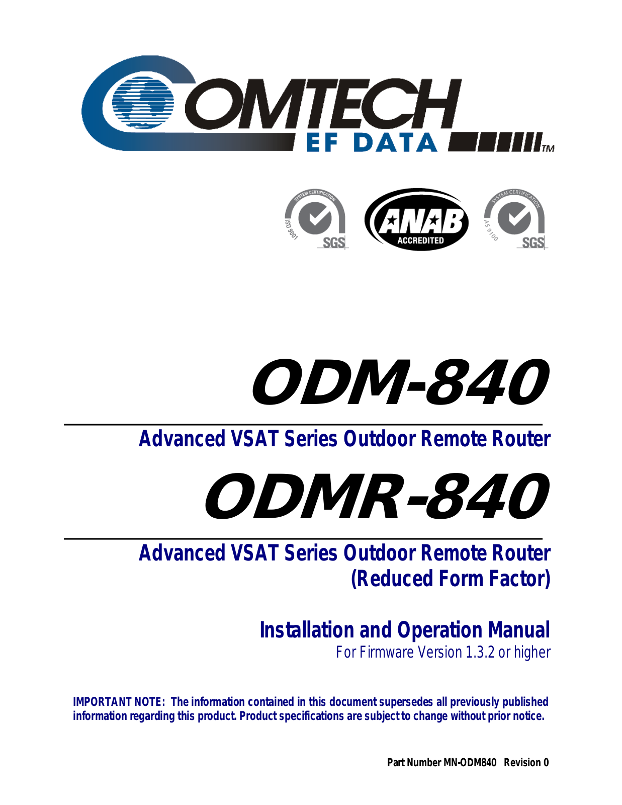 Comtech EF Data ODM-840 User Manual