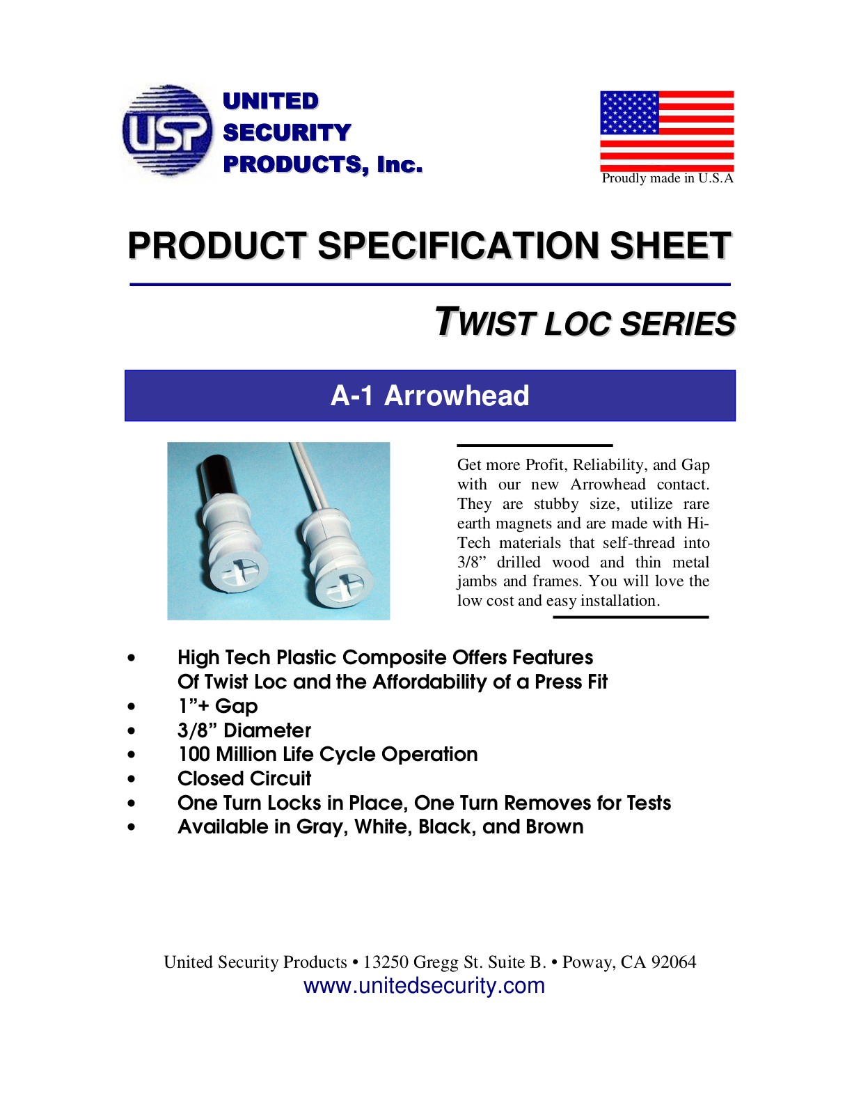 United Security Products A-1 Specsheet