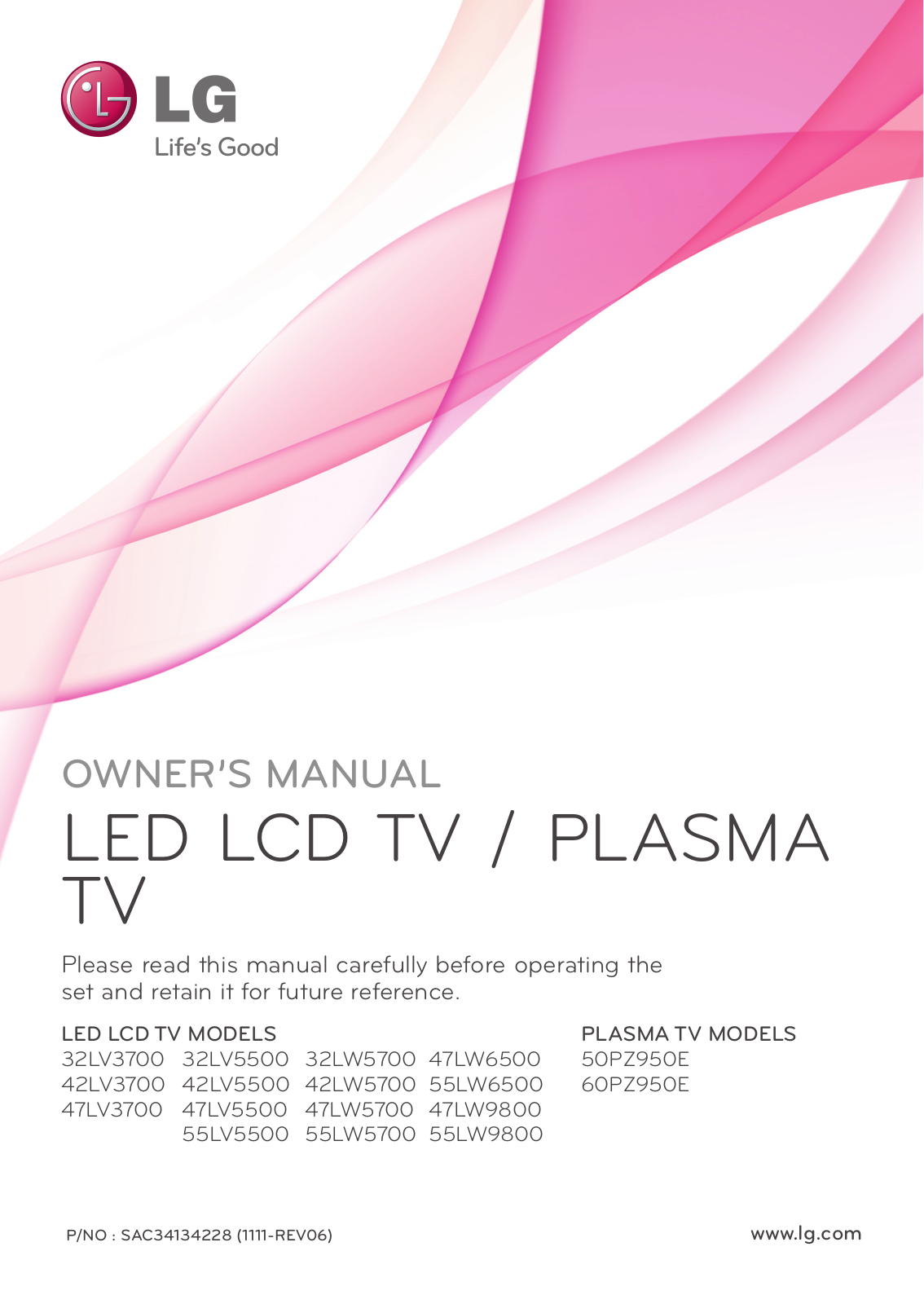 LG 60PZ950E Owner's Manual