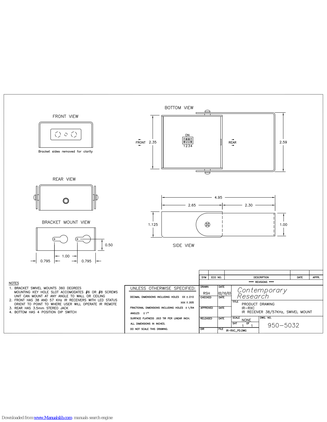 Contemporary Research IR-RXC Dimensional Drawing - ManualMachine.com