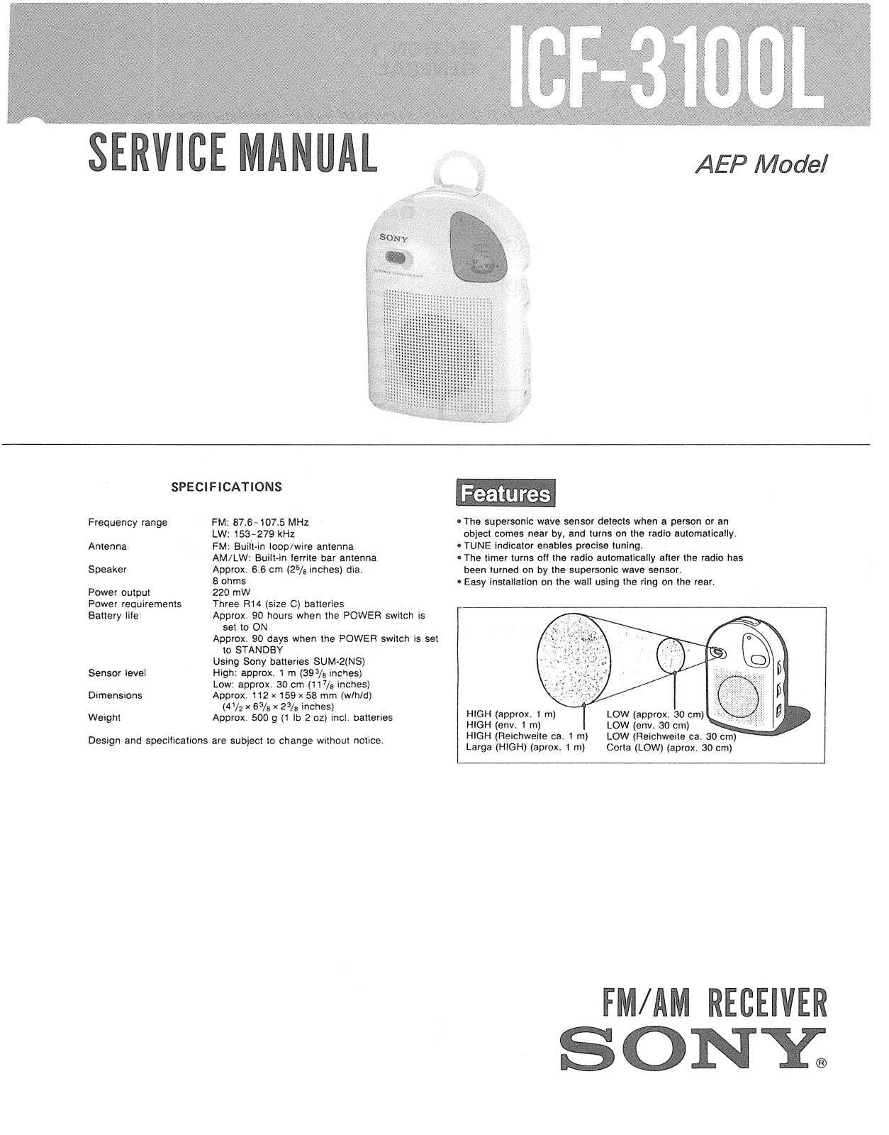 Sony ICF-3100-L Service manual