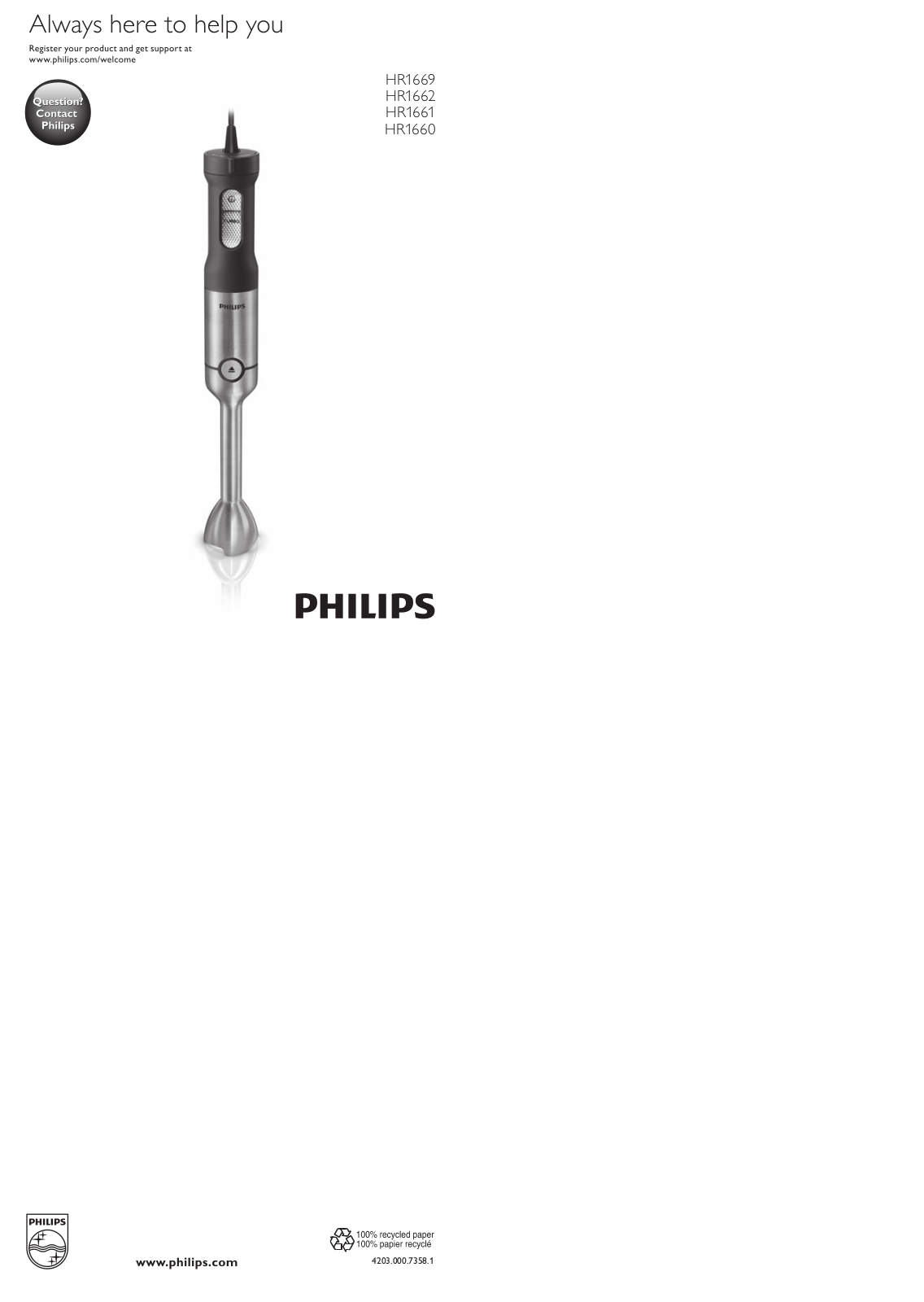 Philips HR1662 User Manual