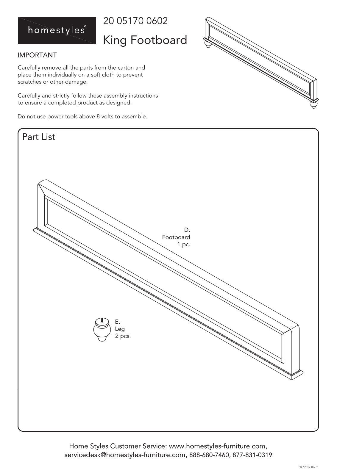 Homestyles 20 05170 0602 Assembly Instructions