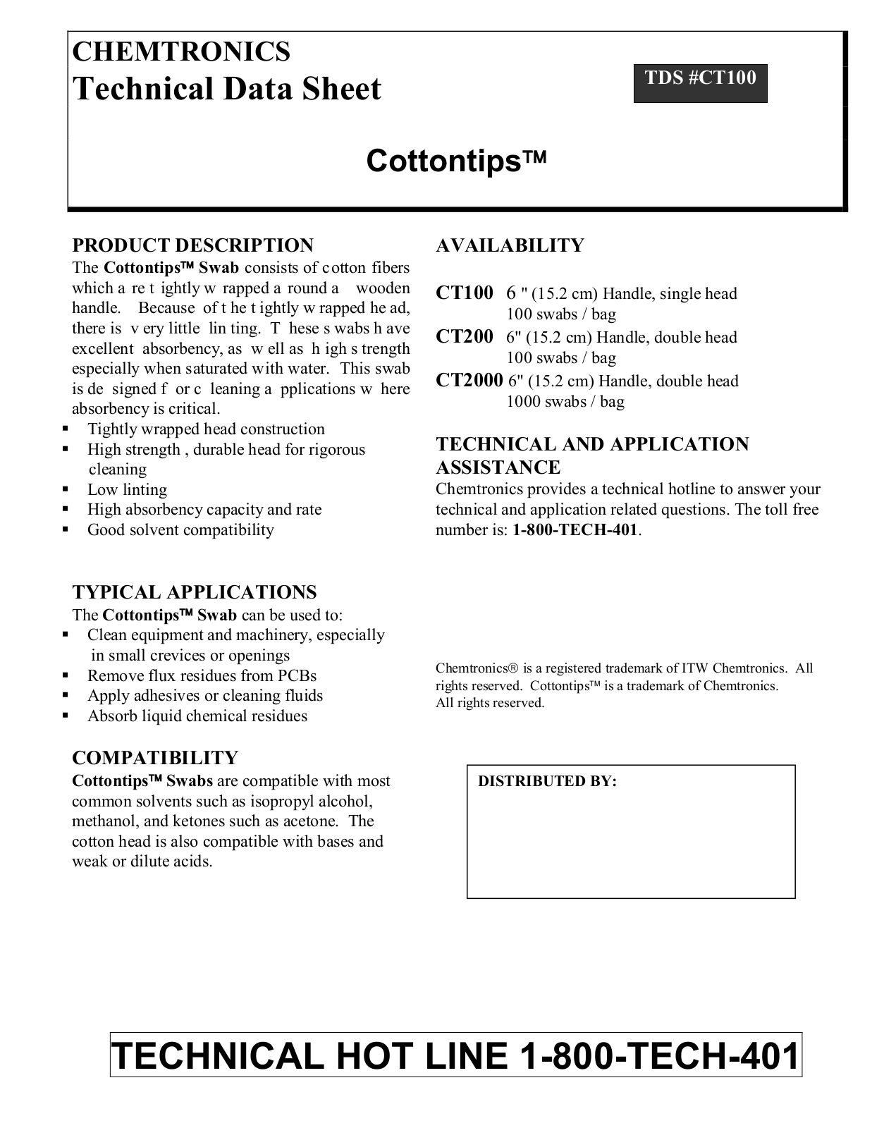 Chemtronics CT100 Data Sheet