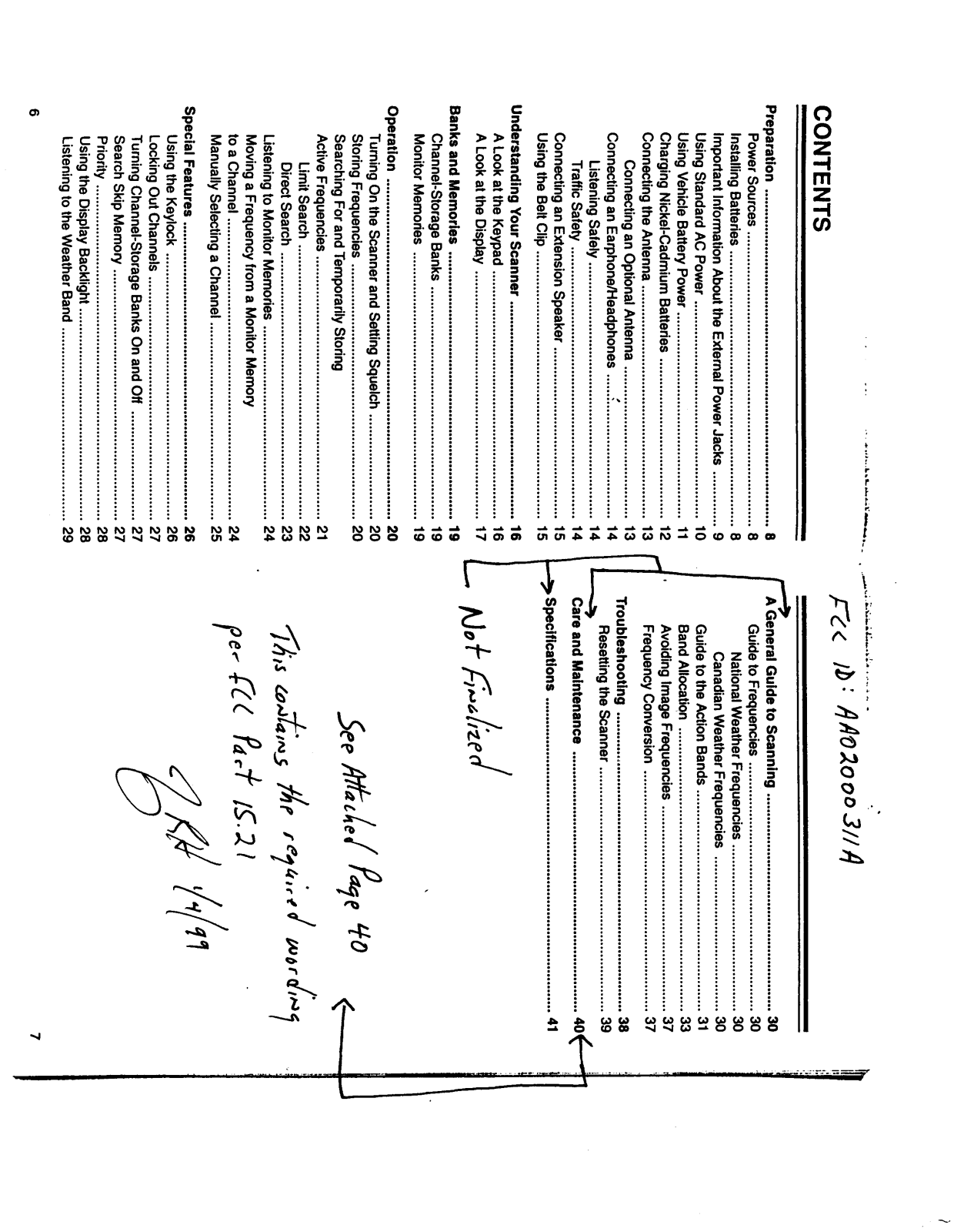 Radio Shack 2000311A Supplemental Information