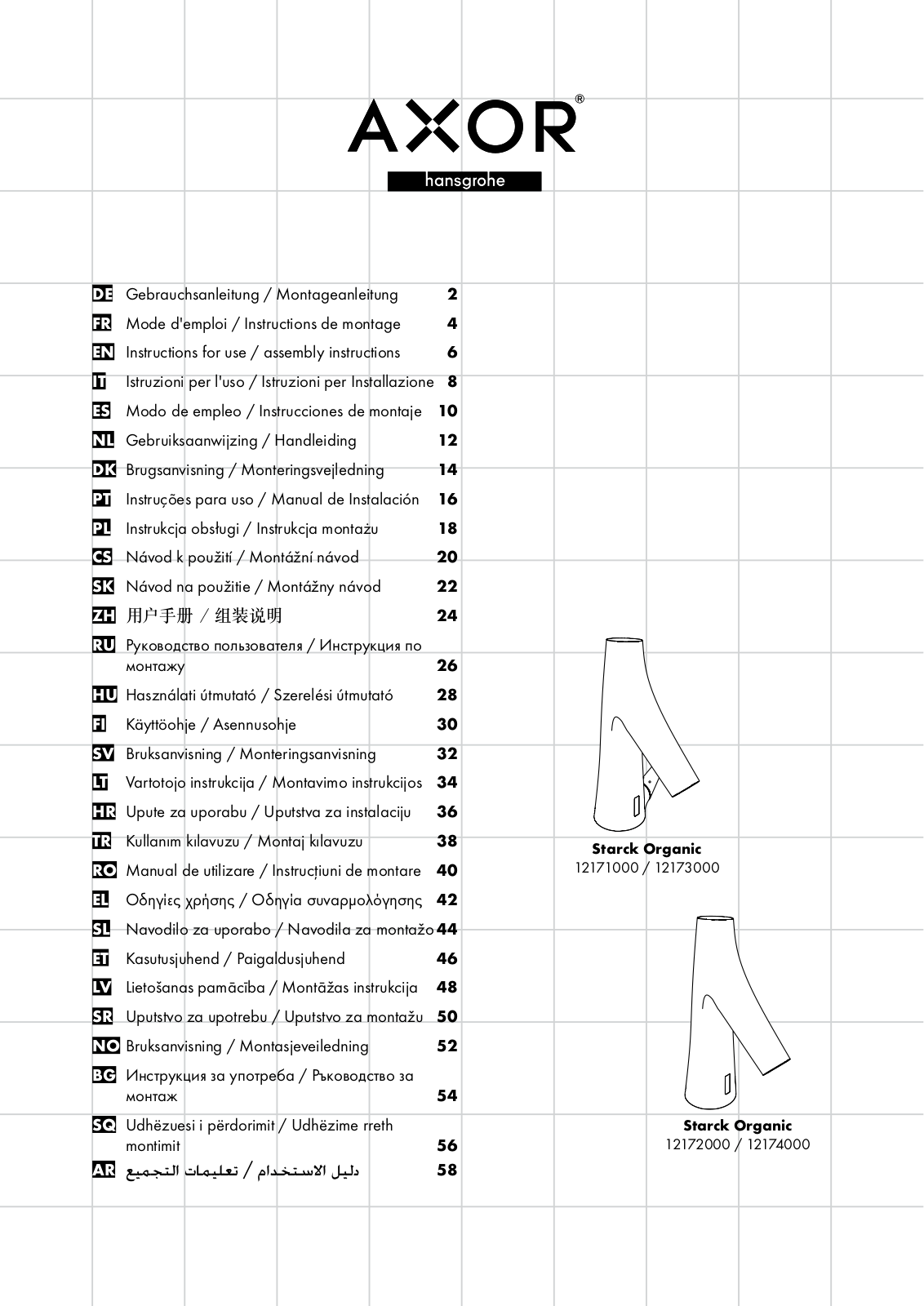 Hansgrohe 12171000, 12173000, 12172000, 12174000 Instructions For Use/assembly Instructions