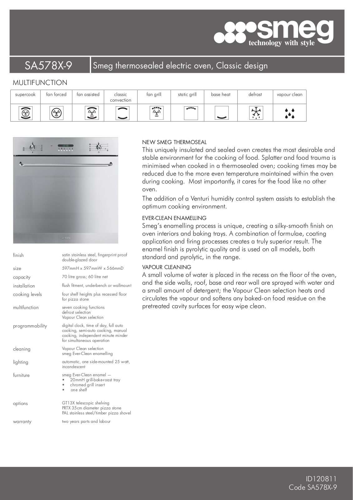 Smeg SA578X-9 User Manual