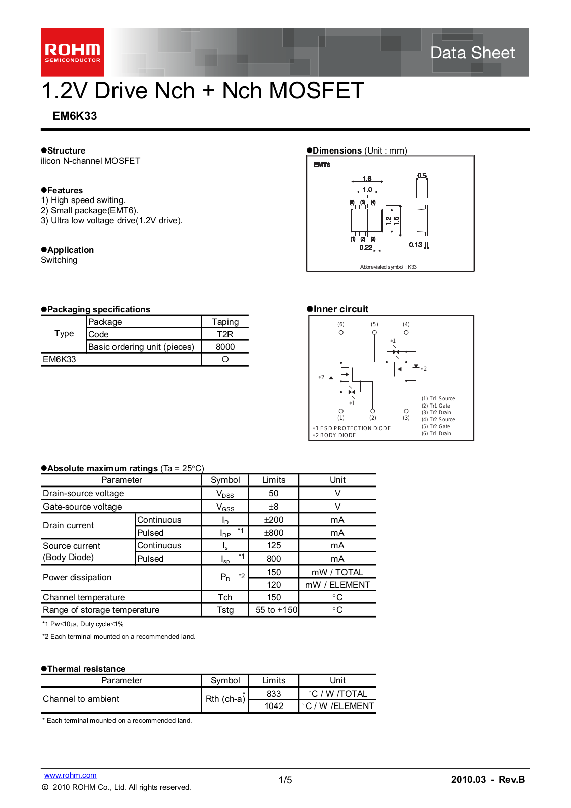 ROHM EM6K33 Technical data