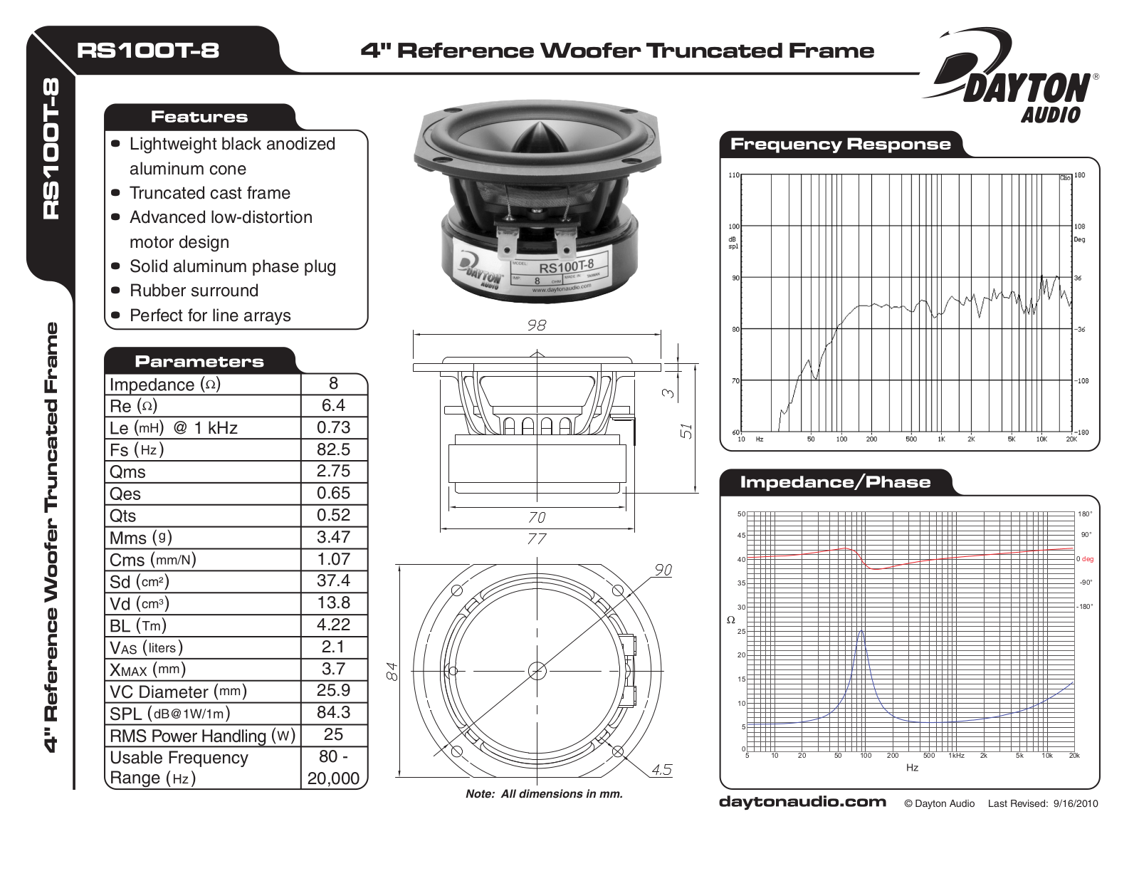 Dayton RS100T-8 User Manual