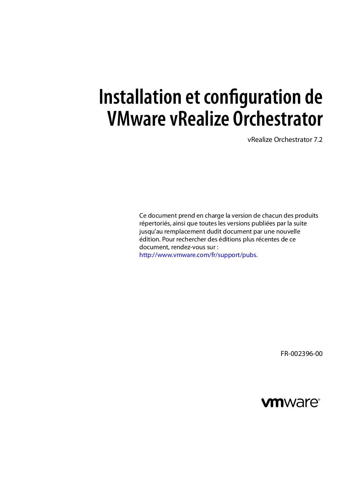 VMWARE vRealize Orchestrator - 7.2 Installation Manual