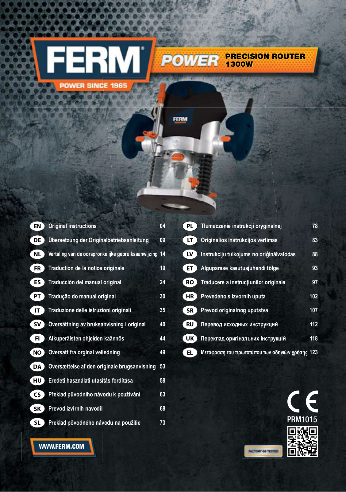 Ferm PRM1015 User manual