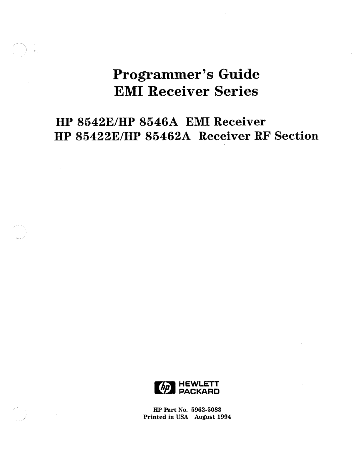 HP 85462A, 8546A, 85422E, 8542E User Manual