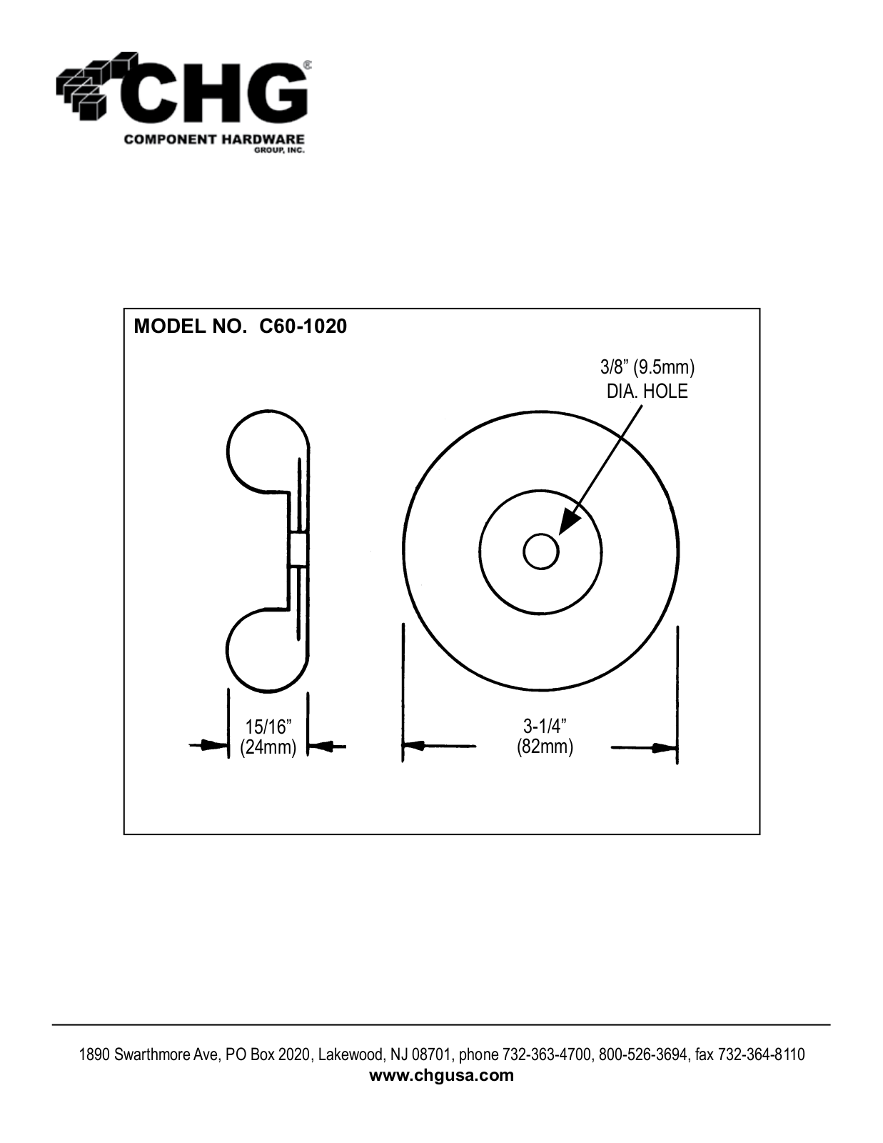 Component Hardware C60-1020 User Manual