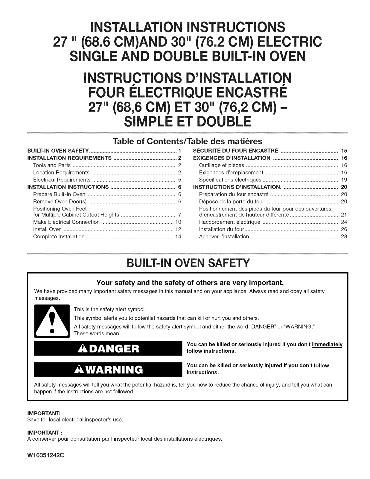 KitchenAid MEW7530AW00, MEW7530AW01, MEW7530AS01, MEW7530AB01, KEBS207BSS00 Installation Guide