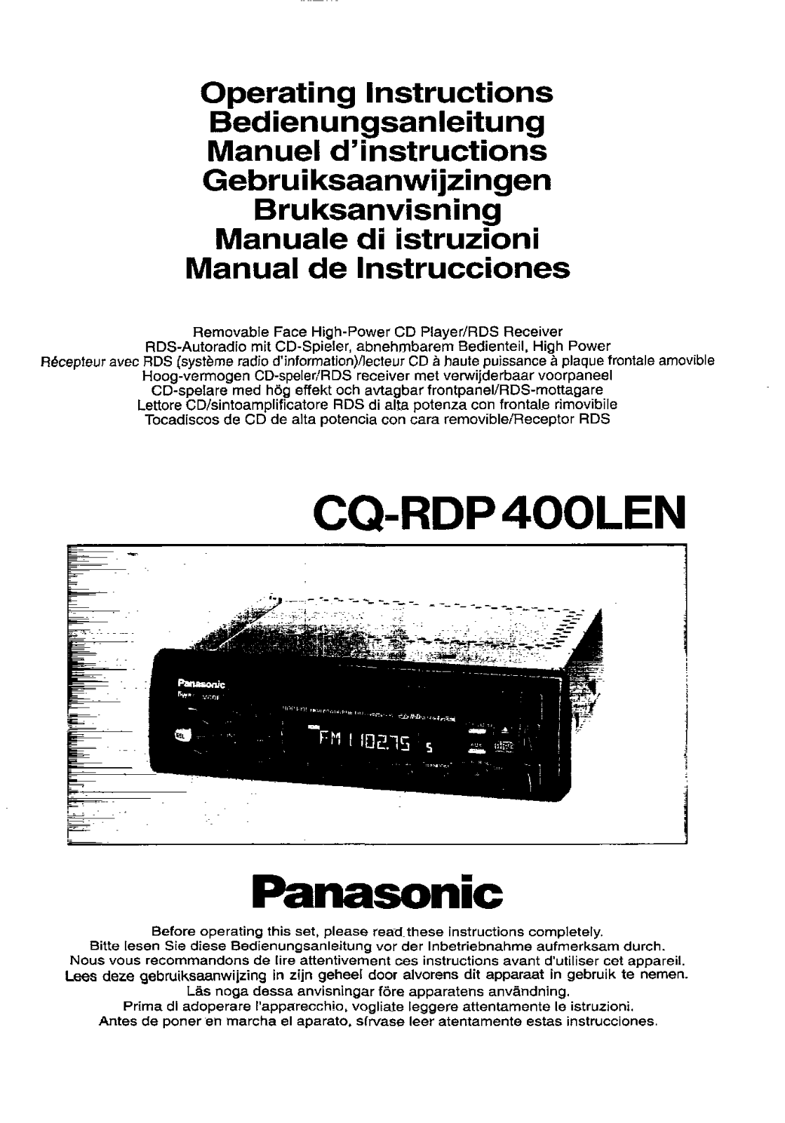 Panasonic CQ-RDP400L User Manual