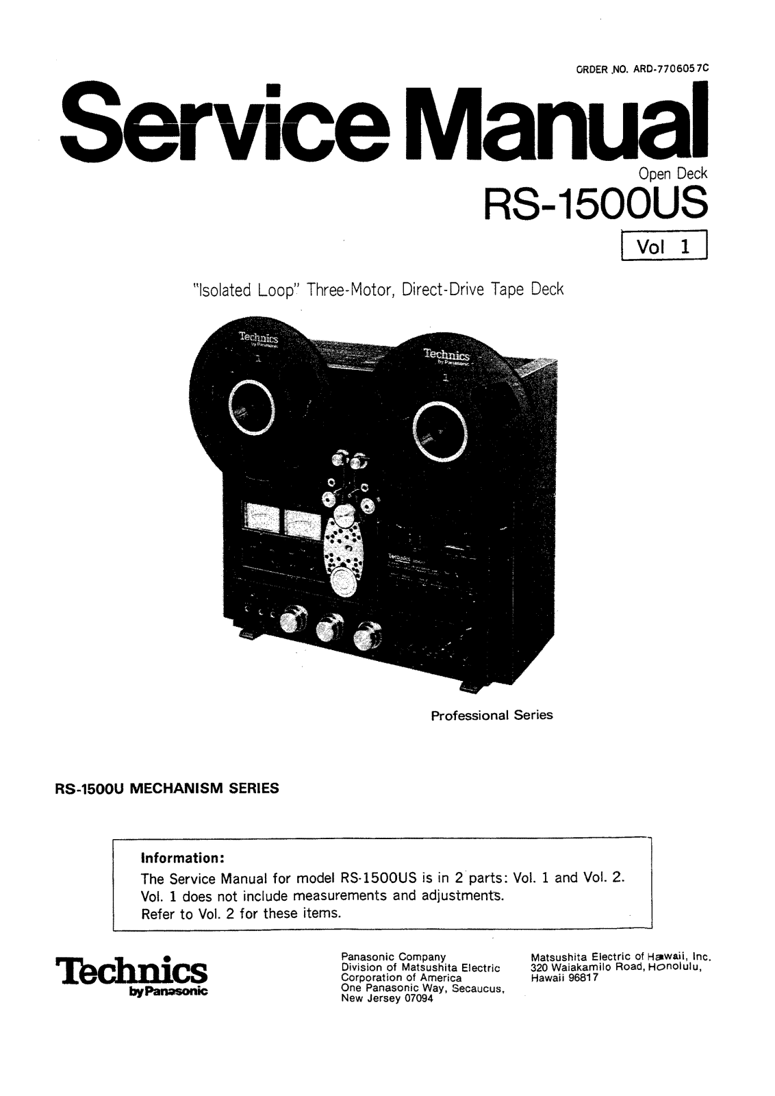 Technics RS-1500-US Service manual
