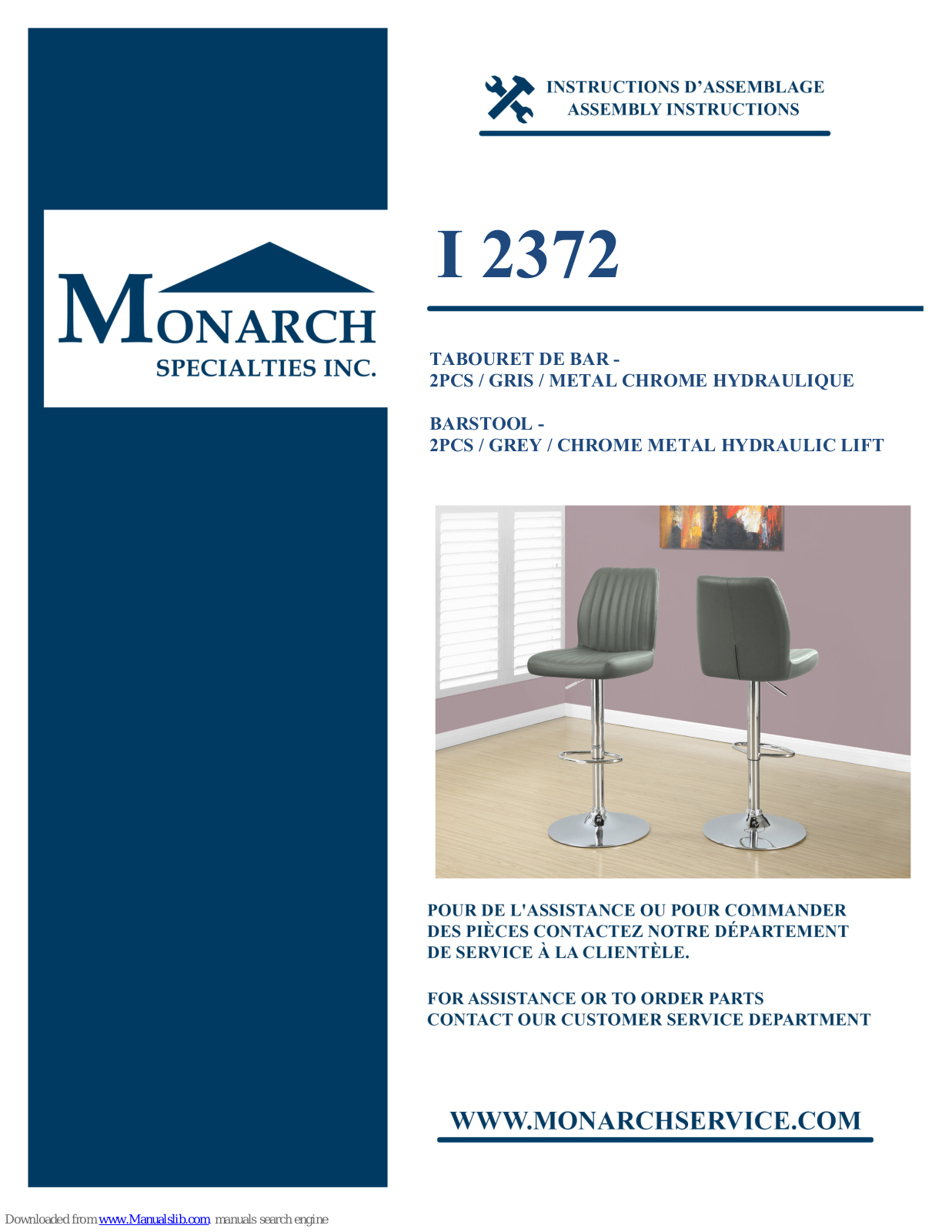 Monarch Specialties I 2372 Assembly Instructions Manual