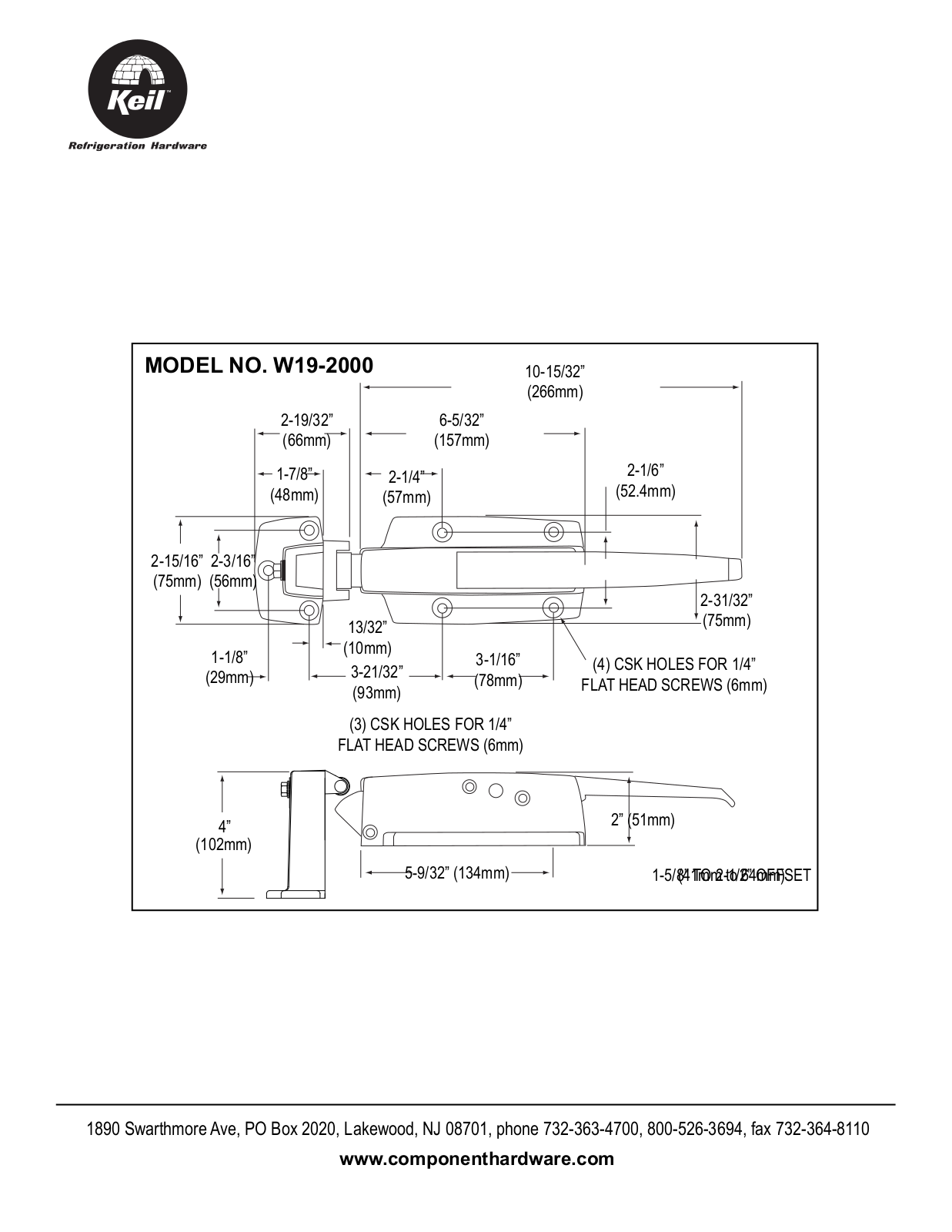 Component Hardware W19-2000 User Manual