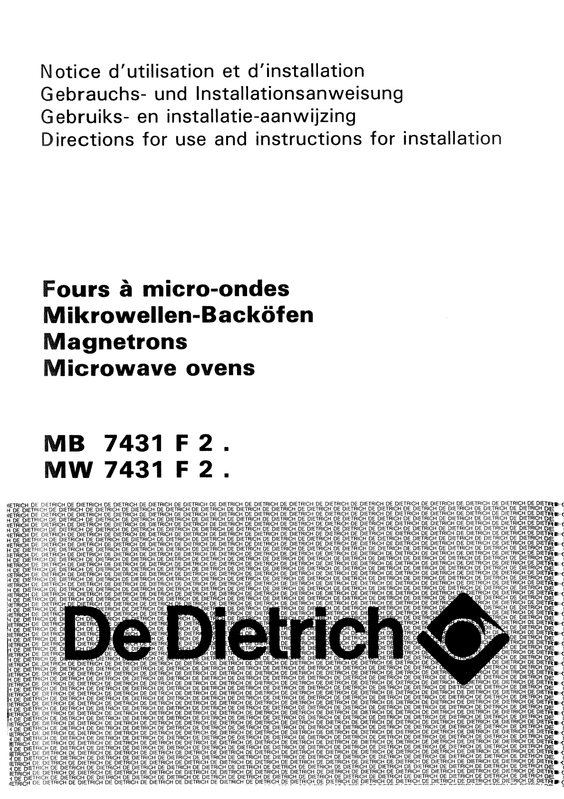 De dietrich mb7431f2, mw7431f2 User Manual