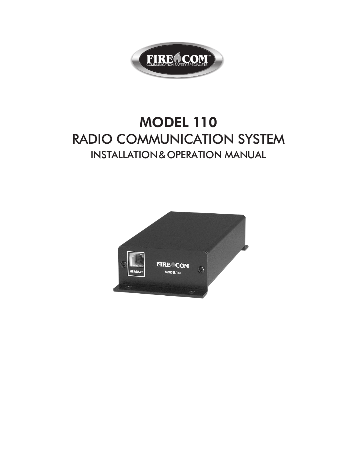 Sonetics Firecom 110 Installation & Operation Manual - ManualMachine.com