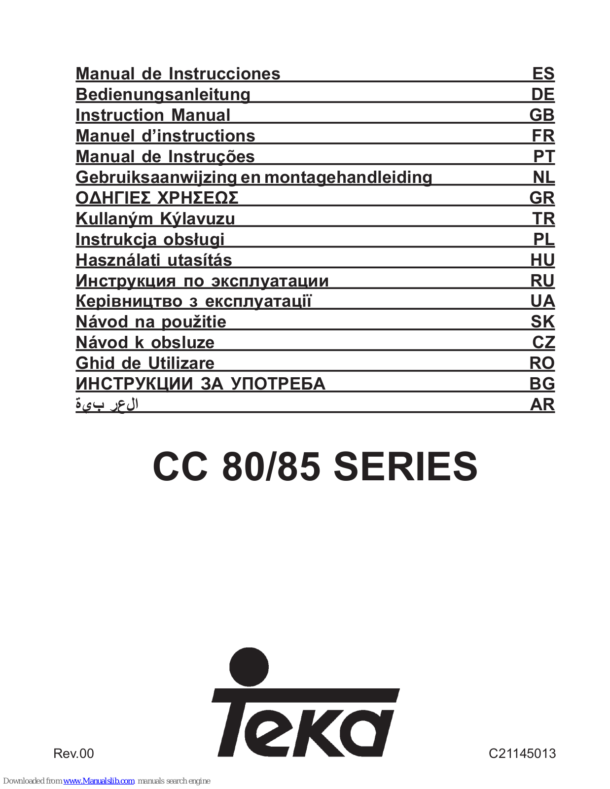 Teka CC 80 Series, CC 85 Series Instruction Manual