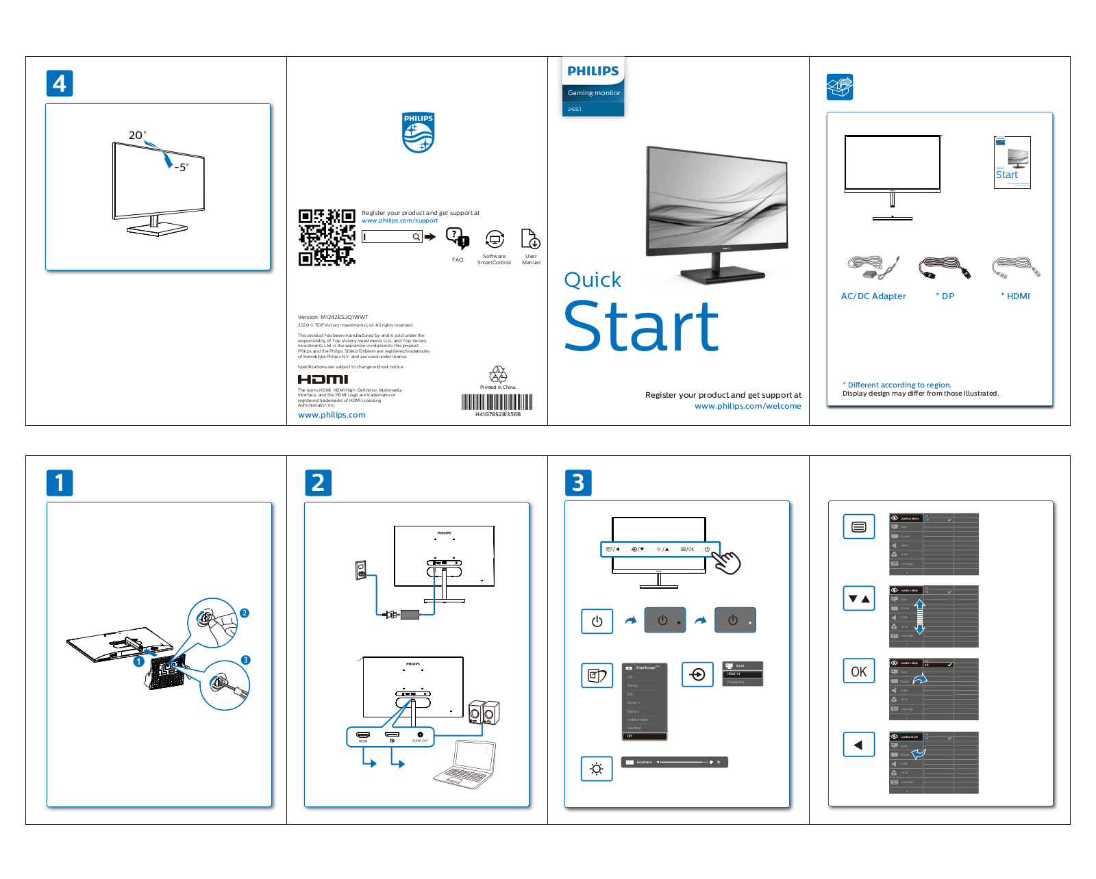 Philips 242E1GSJ/61, 242E1GSJ/70, 242E1GSJ/75, 242E1GSJ/69 quick start guide - ManualMachine.com