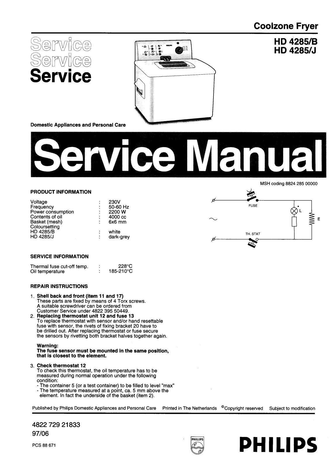 Philips HD4285B Service Manual