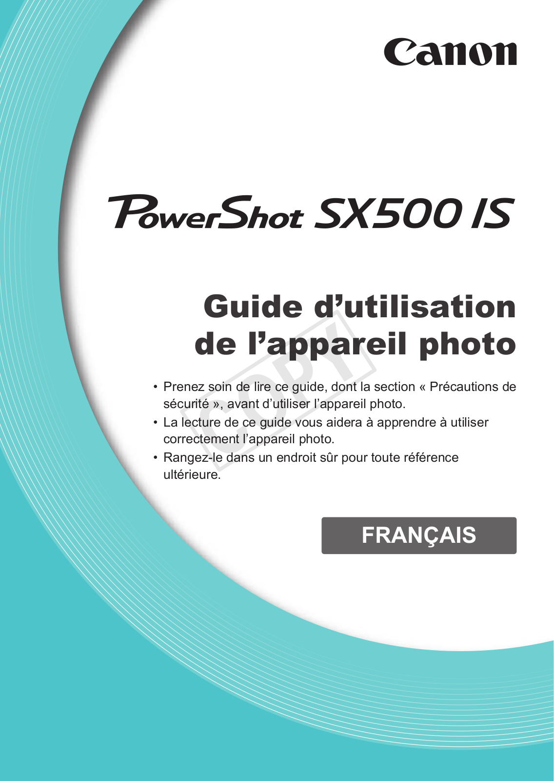 CANON SX500 IS User Manual