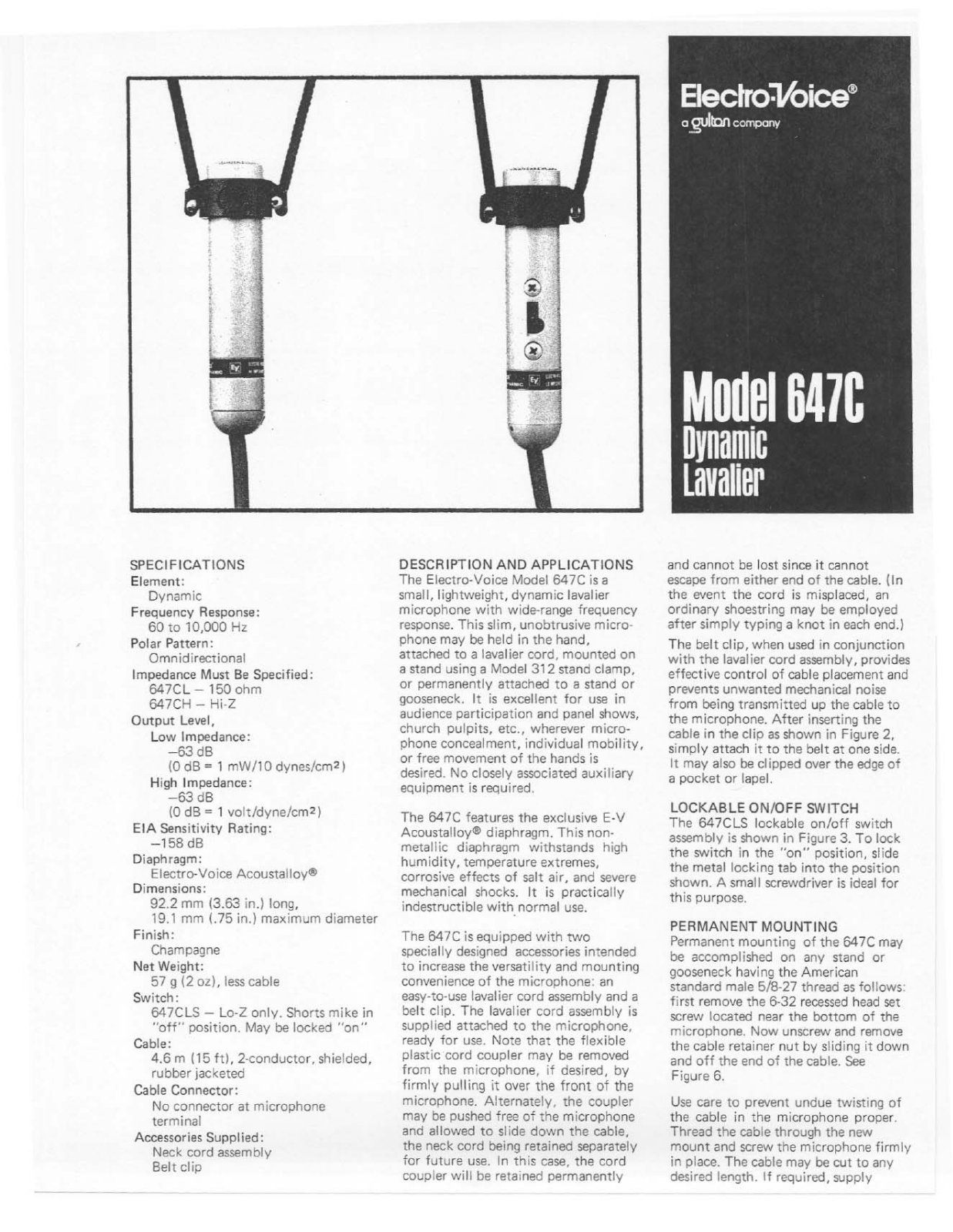 Electro-voice 647C DATASHEET