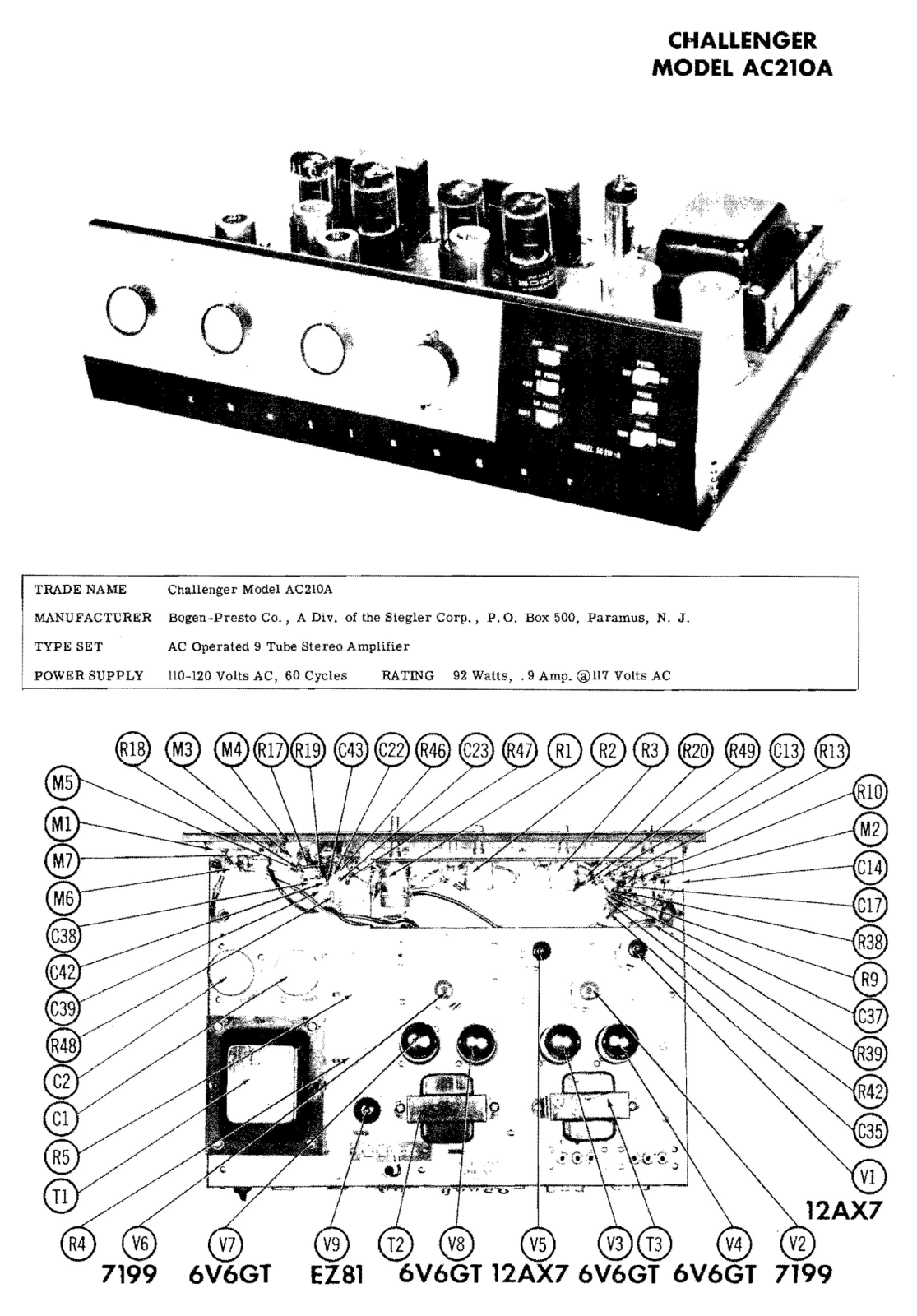 Bogen AC210A Schematic