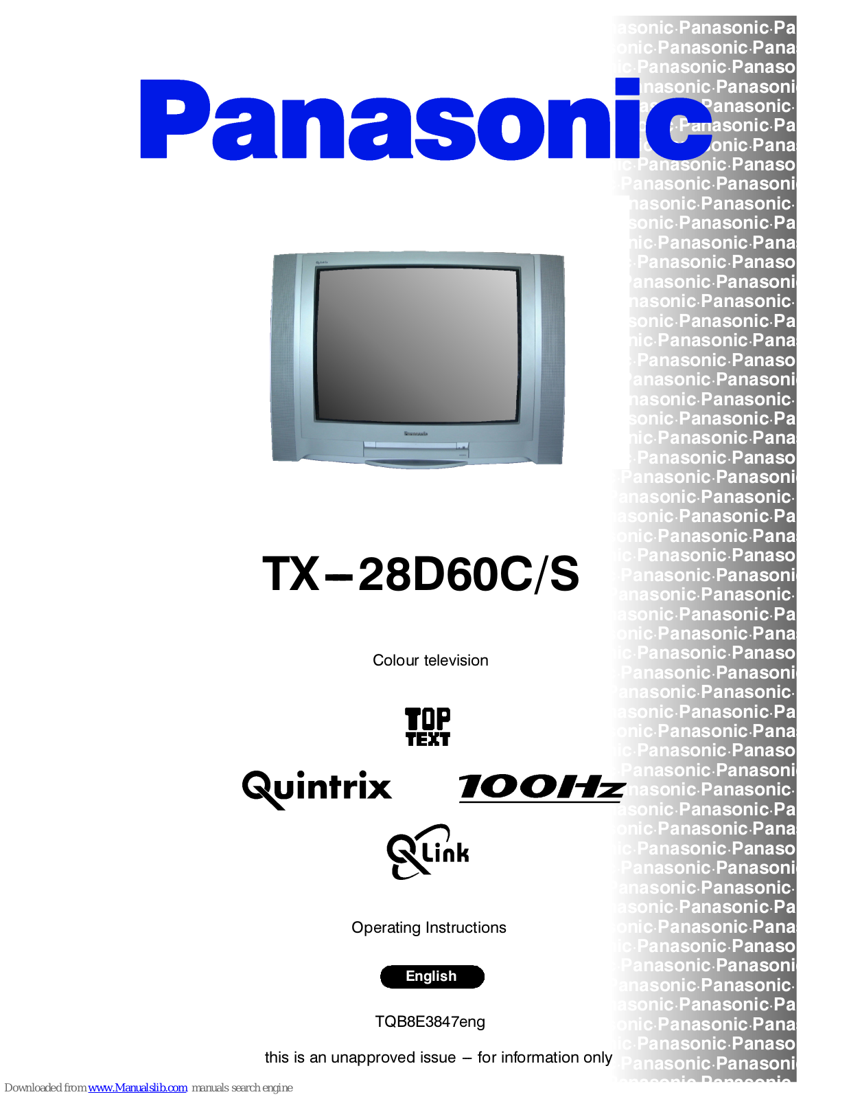 Panasonic TX-28D60C, TX-28D60S, TX-28EX50C, TX-28EX50S, TX-28F70C Operating Instructions Manual - ManualMachine.com