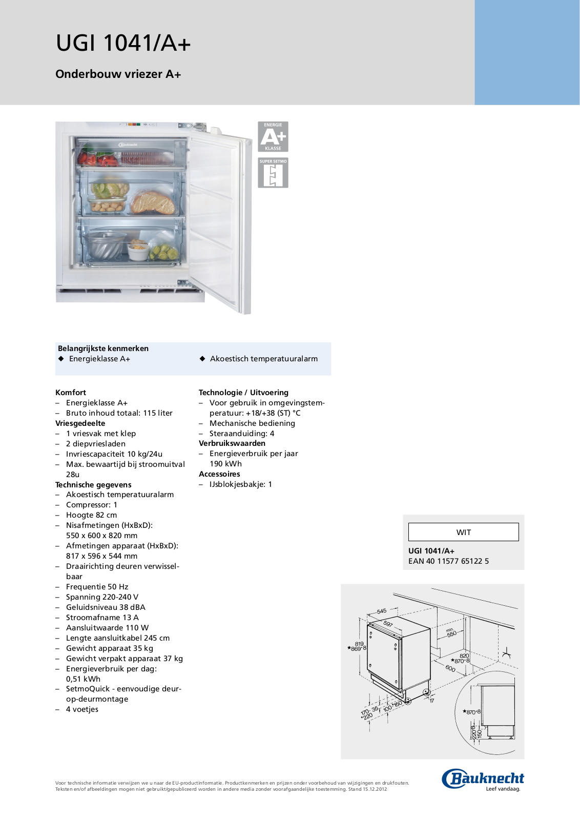 Whirlpool UGI 1041/A INSTRUCTION FOR USE