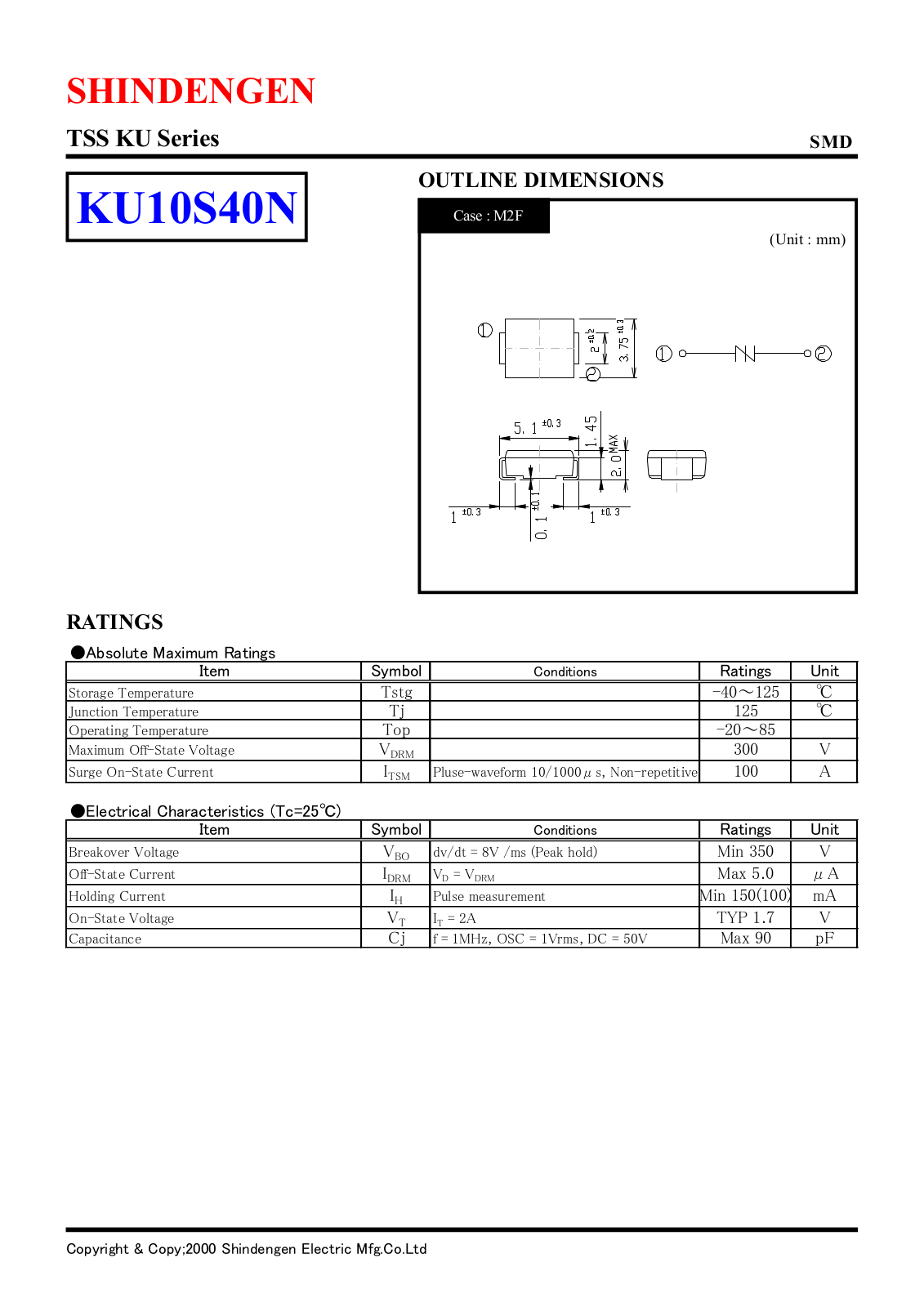 Shindengen Electric Manufacturing Company Ltd KU10S40N Datasheet