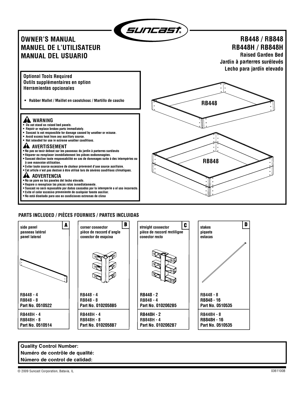 Suncast RB448H, RB848H, RB448, RB848 User Manual - ManualMachine.com