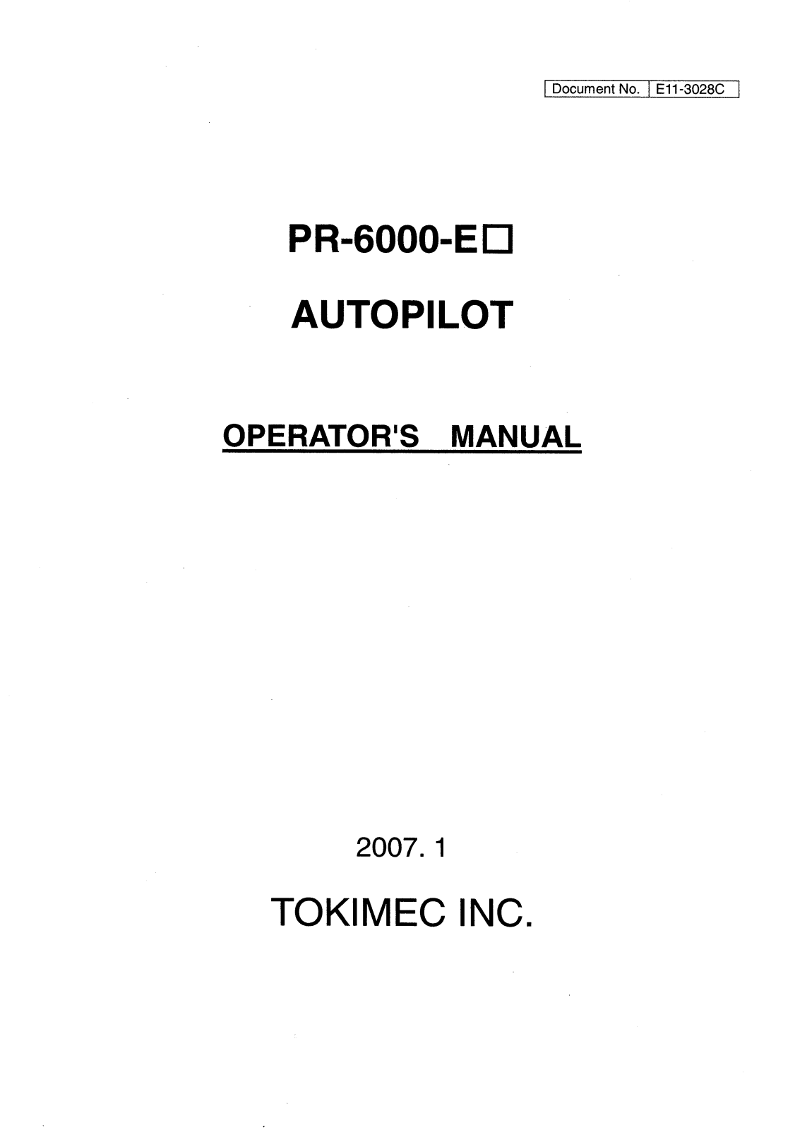 TOKIMEC PR-6000-E Operators Manual - ManualMachine.com